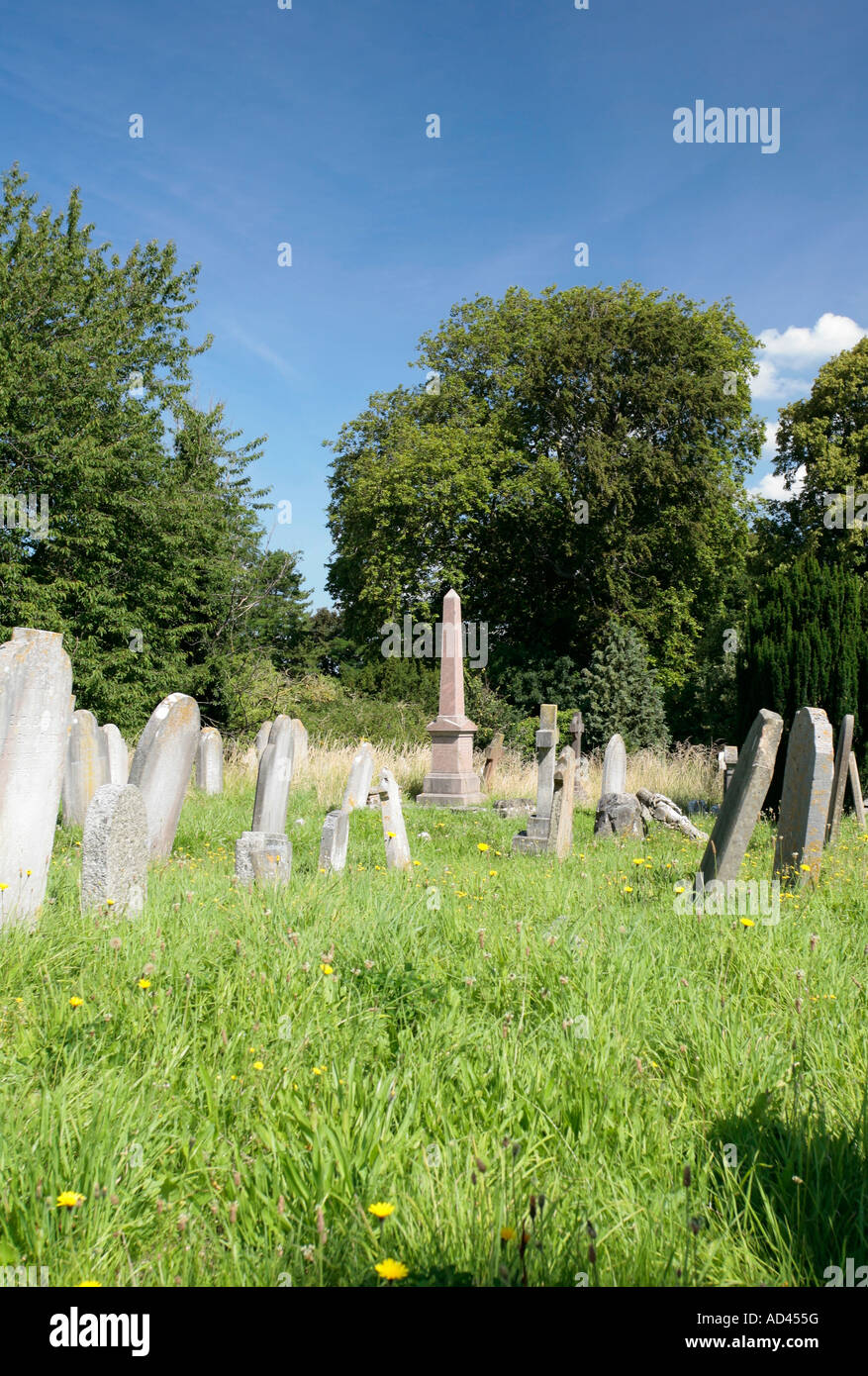 Country churchyard at St Andrews Church, Steyning, Sussex, UK Stock Photo