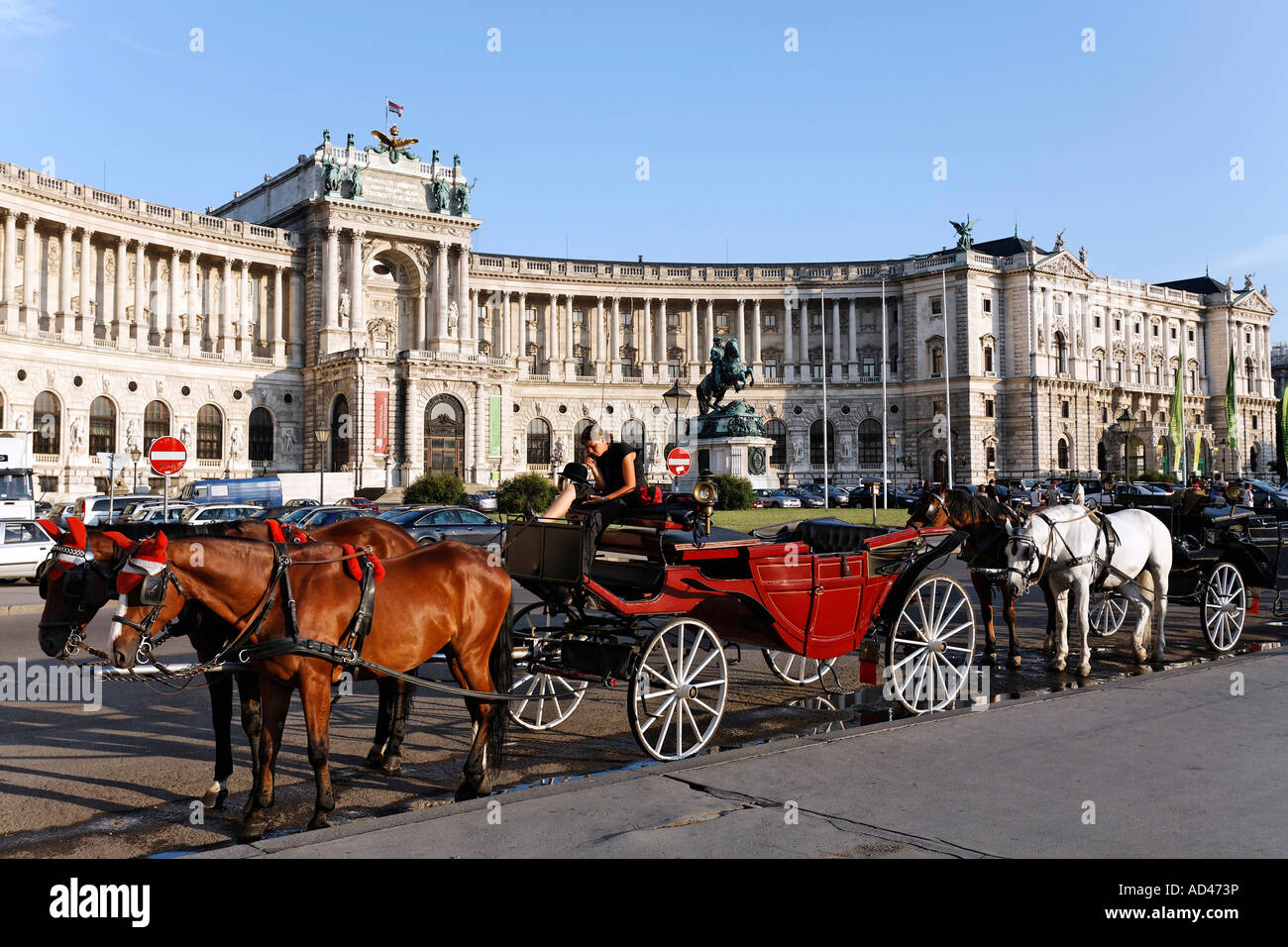 Cab stand at the Heldenplatz, New Hofburg, Vienna, Austria Stock Photo