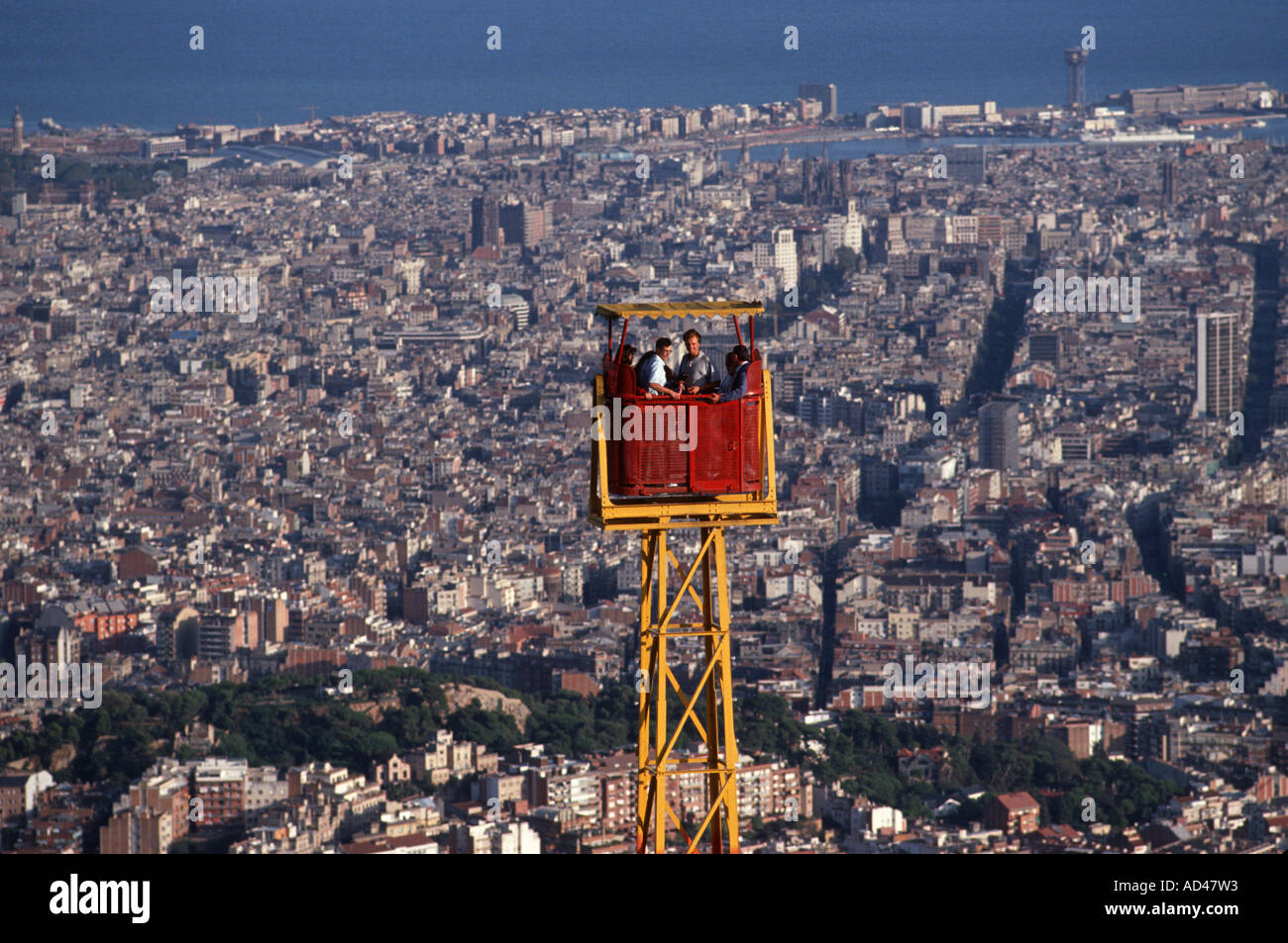 aerial view barcelona city from tibidabo port Stock Photo