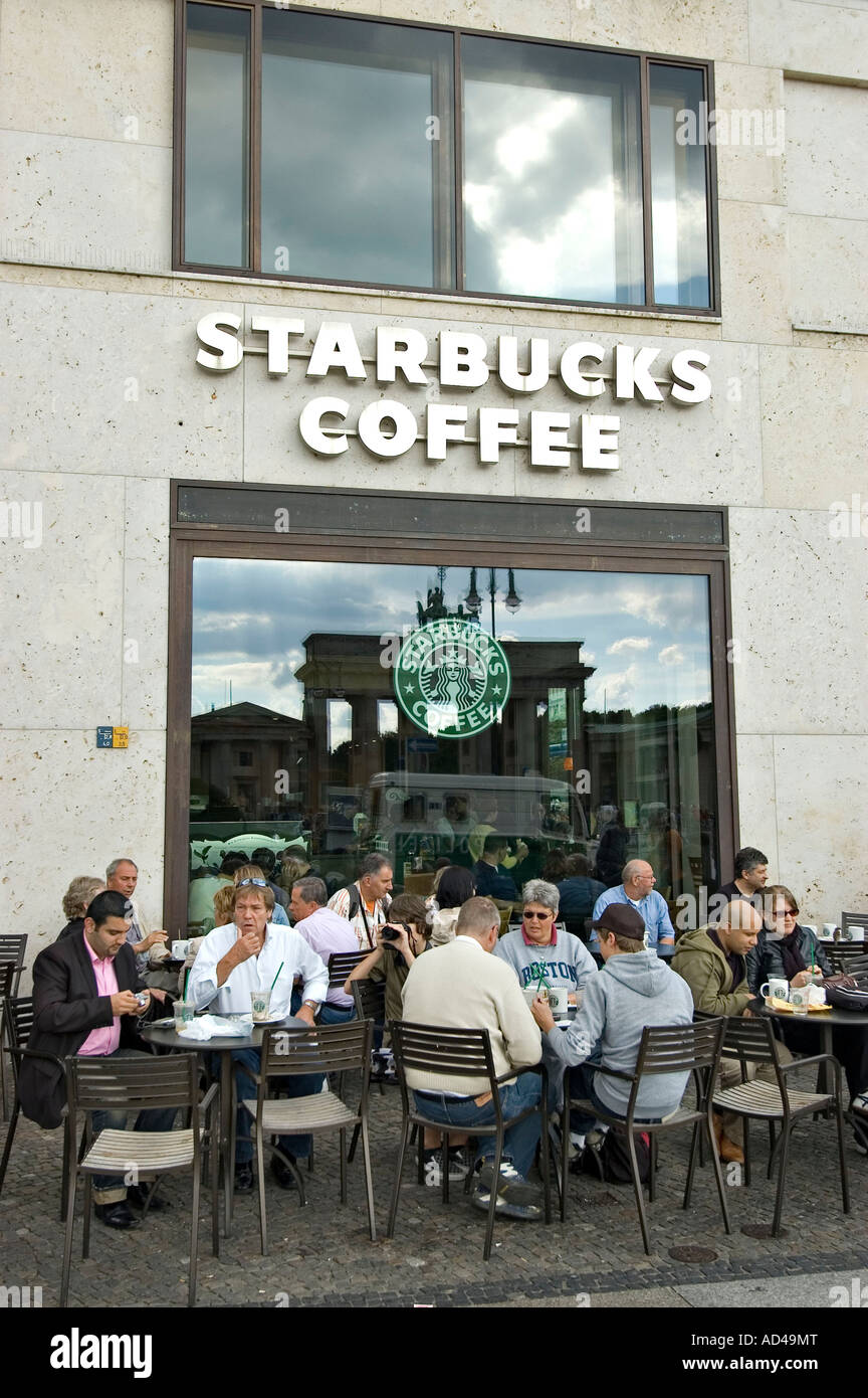 Starbucks at Brandenburg Gate, Berlin, Germany Stock Photo