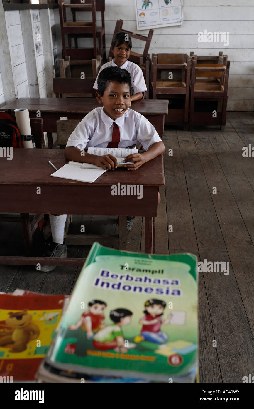 School in village Tanjung Harapan, Central-Kalimantan, Borneo, Indonesia Stock Photo