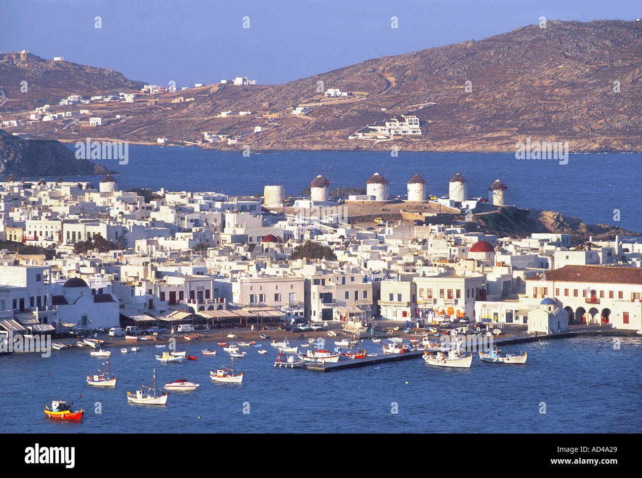 GREECE CYCLADES ISLANDS MYKONOS ISLAND MYKONOS HARBOUR  Stock Photo