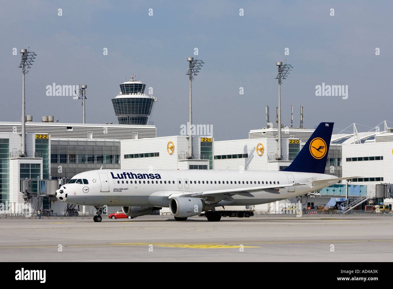 An Airbus A 320 - 200 typed aircraft of Lufthansa taxies at Munich Airport, Bavaria, Germany Stock Photo