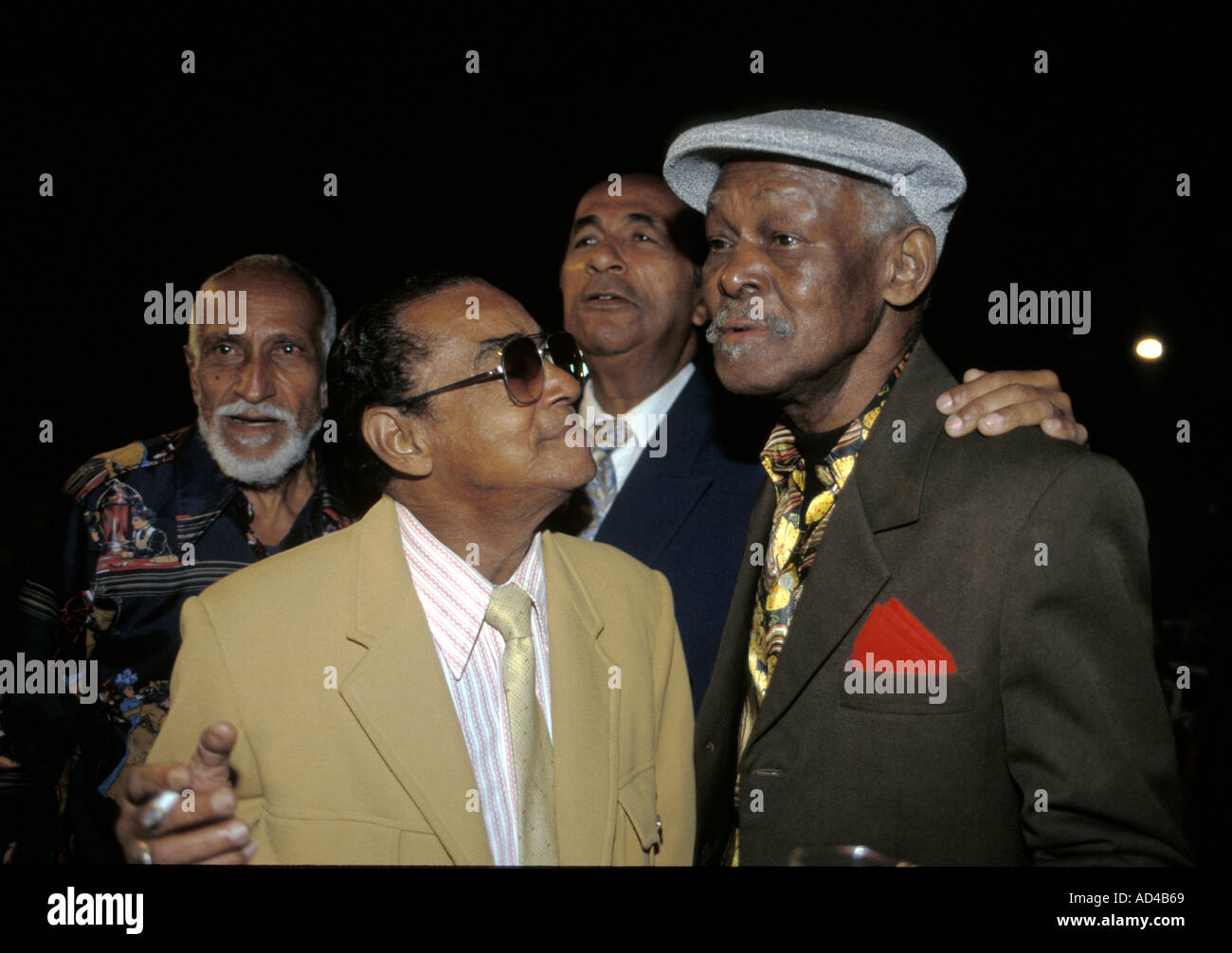 IBRAHIM FERRER, LATE LEAD SINGER OF THE BUENA VISTA SOCIAL CLUB WITH THE LATE PUNTILLITA RUBEN GONZALES AND CACHAO HAVANA CUBA Stock Photo