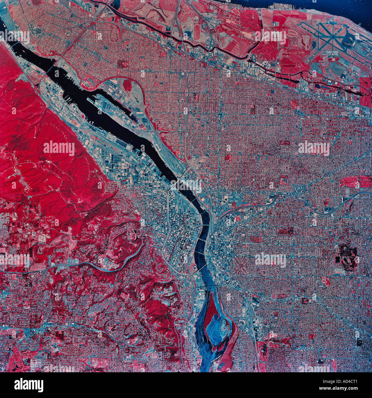 Portland Oregon Satellite Map Portland, Oregon, Satellite Image Stock Photo - Alamy