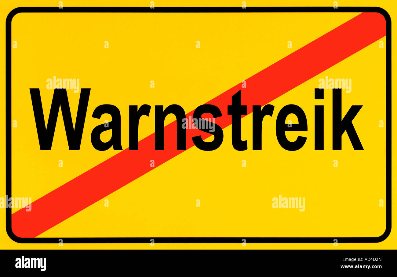 German city limits sign symbolising end of token strike Stock Photo