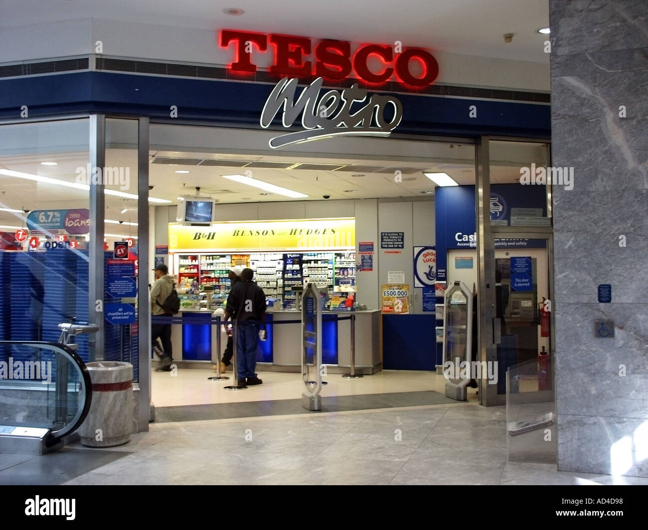 Docklands East London interior entrance area of a Tesco Metro store