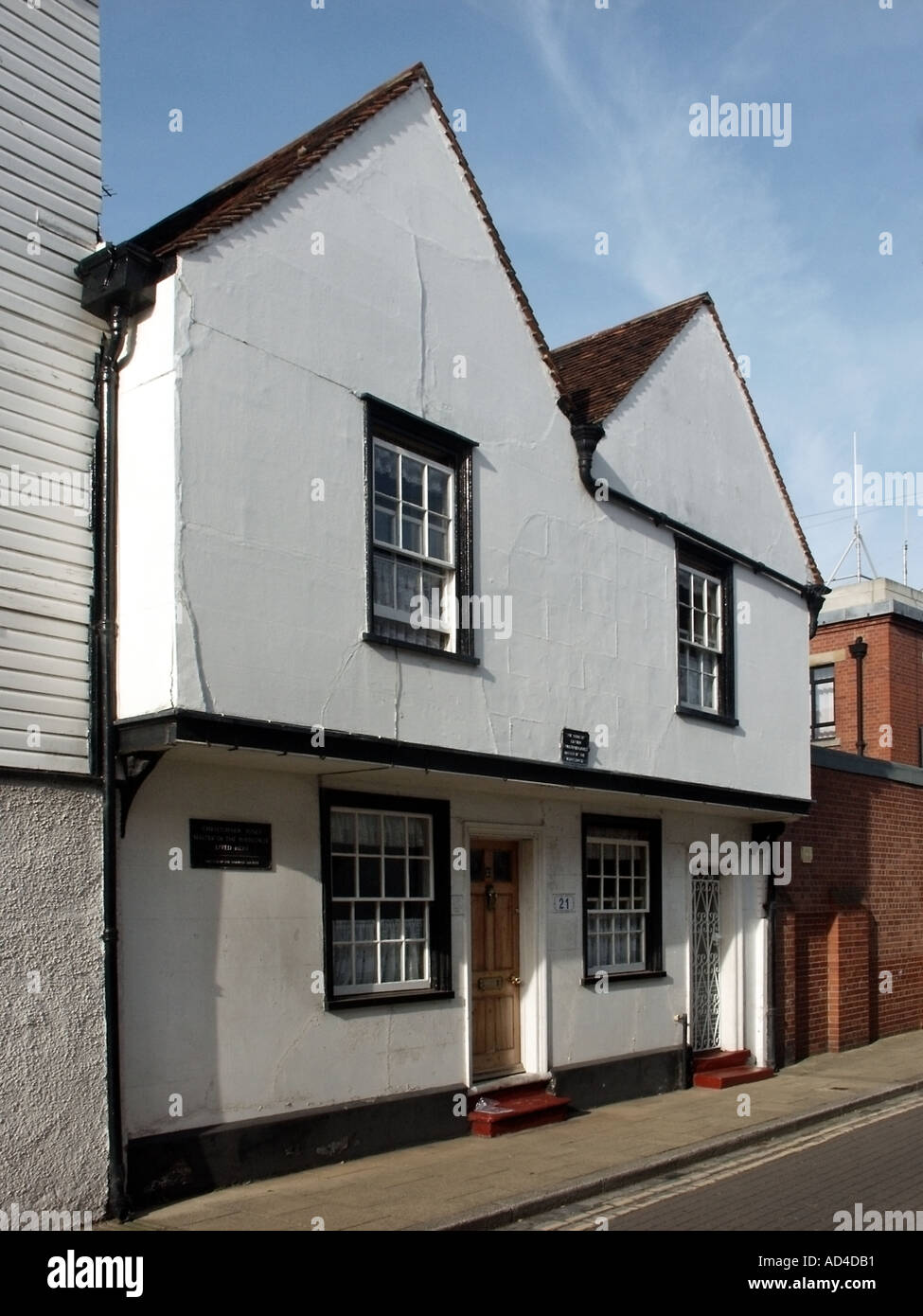 Historical old building one time home of Christopher Jones master of  Mayflower ship sailed to Massachusetts Harwich Old Town Essex England UK Stock Photo