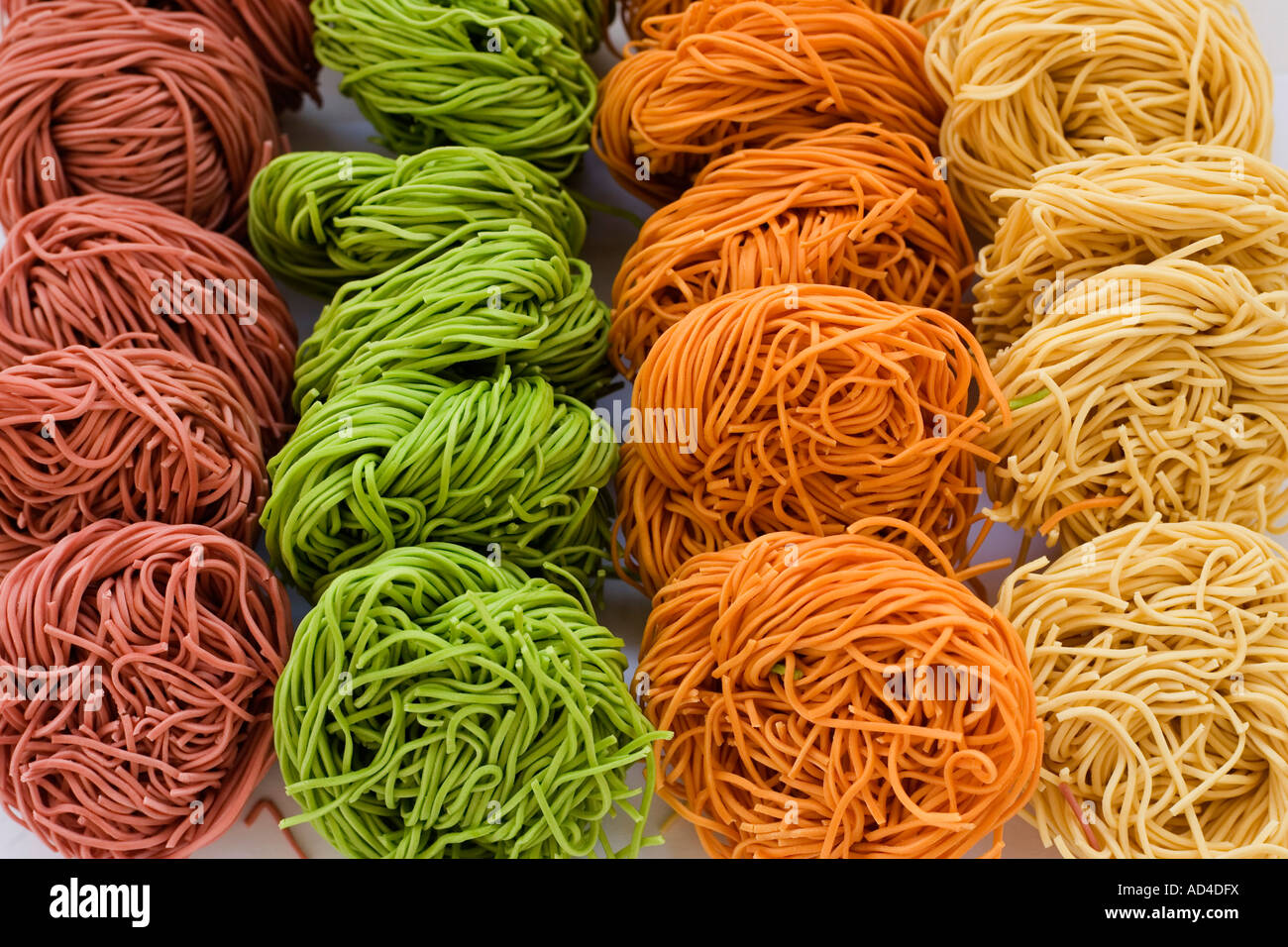 Multicolored noodles Stock Photo