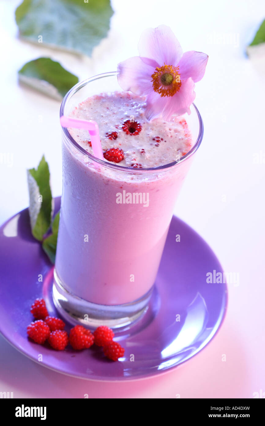 Raspberry drink with blossom Stock Photo