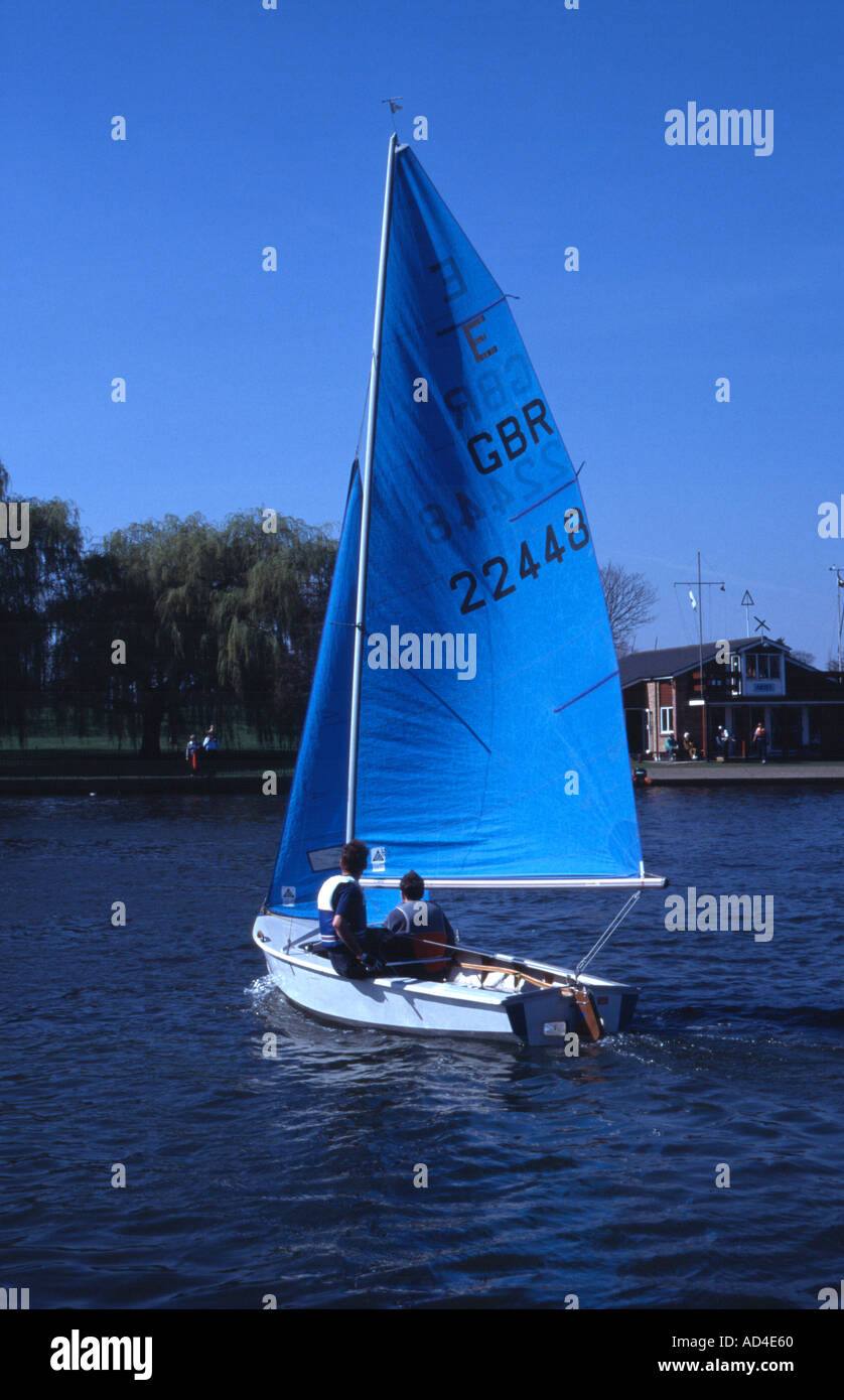 Sailing dinghy on River Thames near Kingston Surrey England Stock Photo