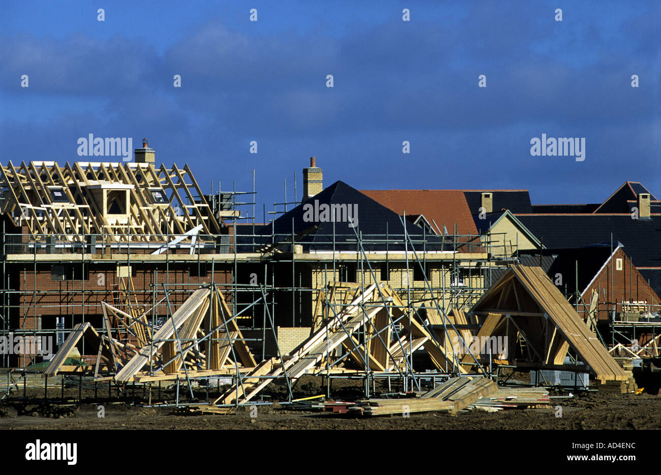 Houses under construction at Ravenswood in Ipswich, Suffolk, UK. In