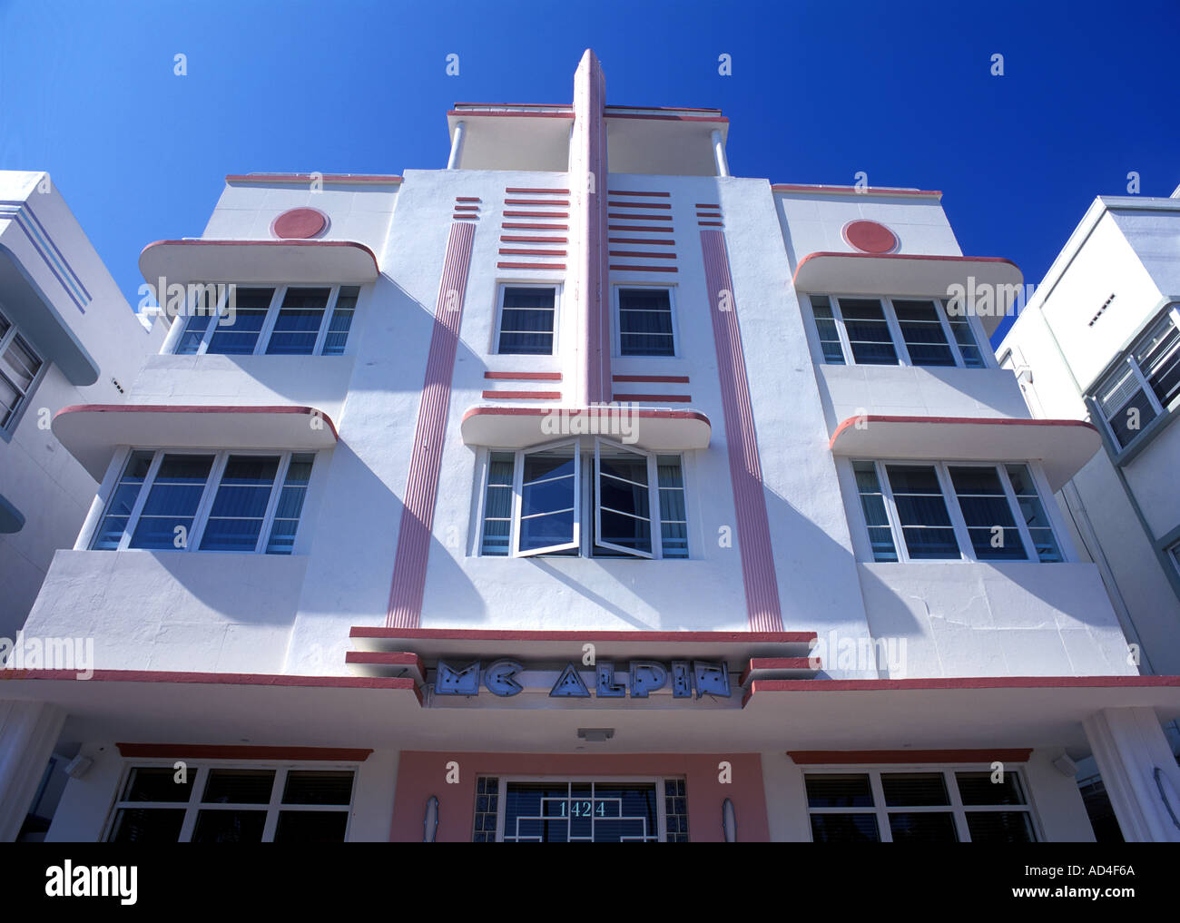 Example of Art Deco Hotel in South Beach Florida Stock Photo