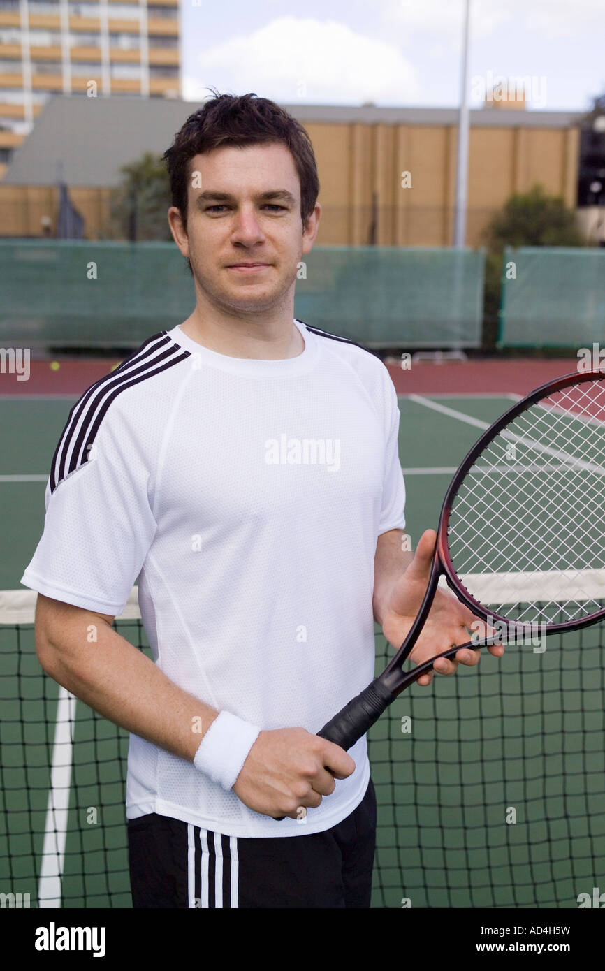 A Tennis Player Standing On The Court Stock Photo Alamy