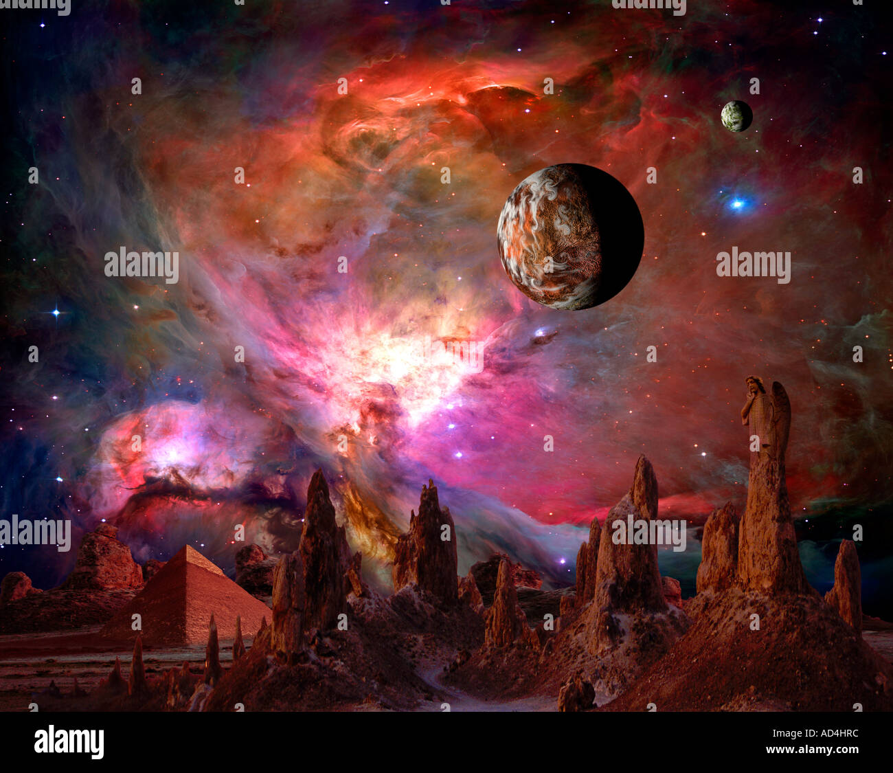Extra-solar planet (Science Fiction scene) Stock Photo