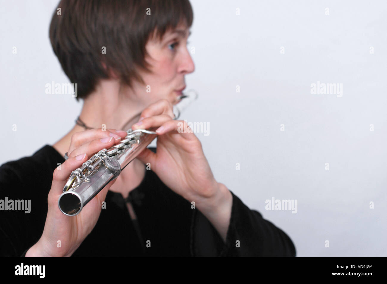 A female flautist Stock Photo Alamy