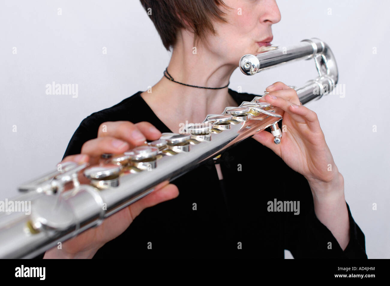 A female flautist Stock Photo Alamy