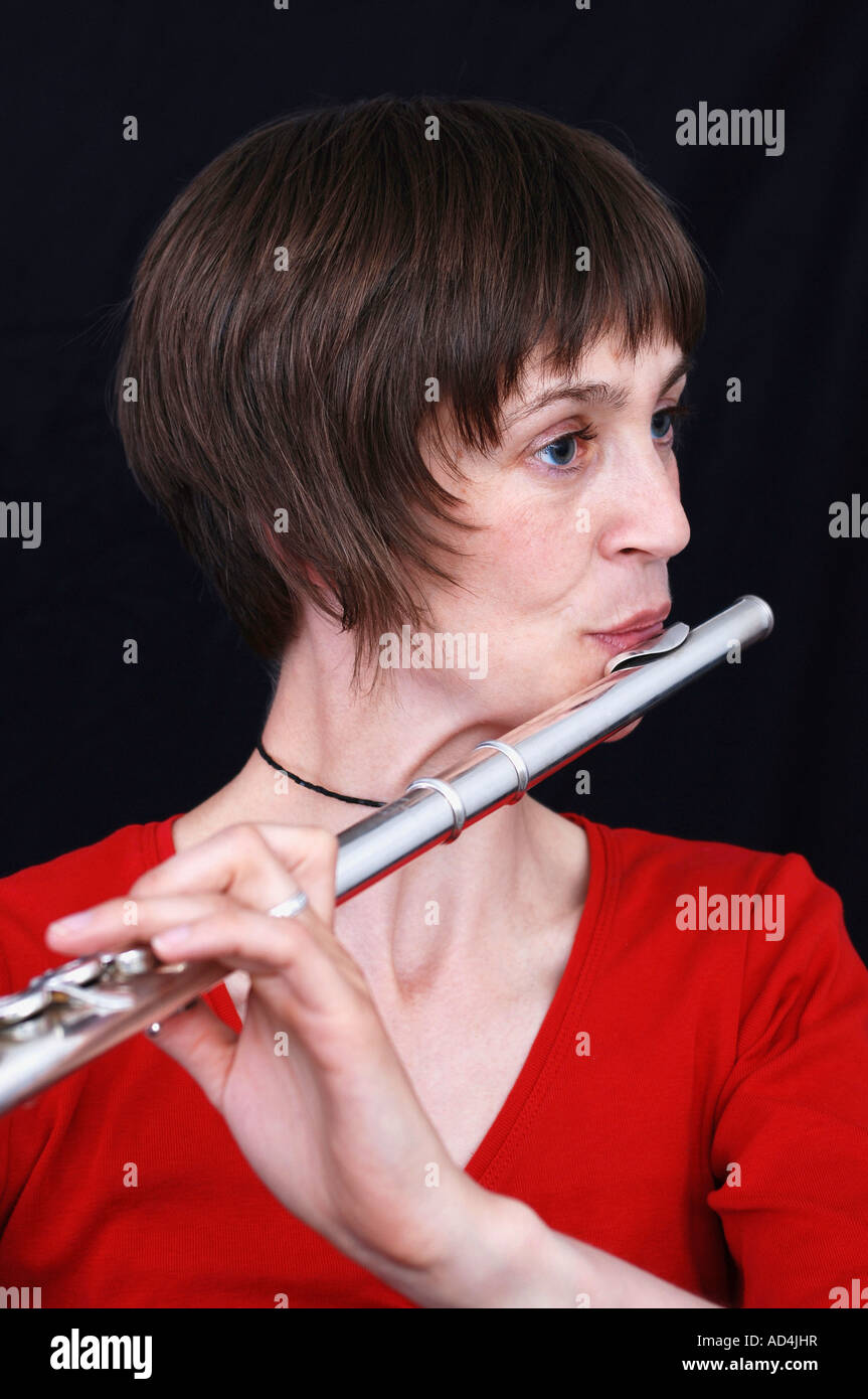A female flautist Stock Photo Alamy