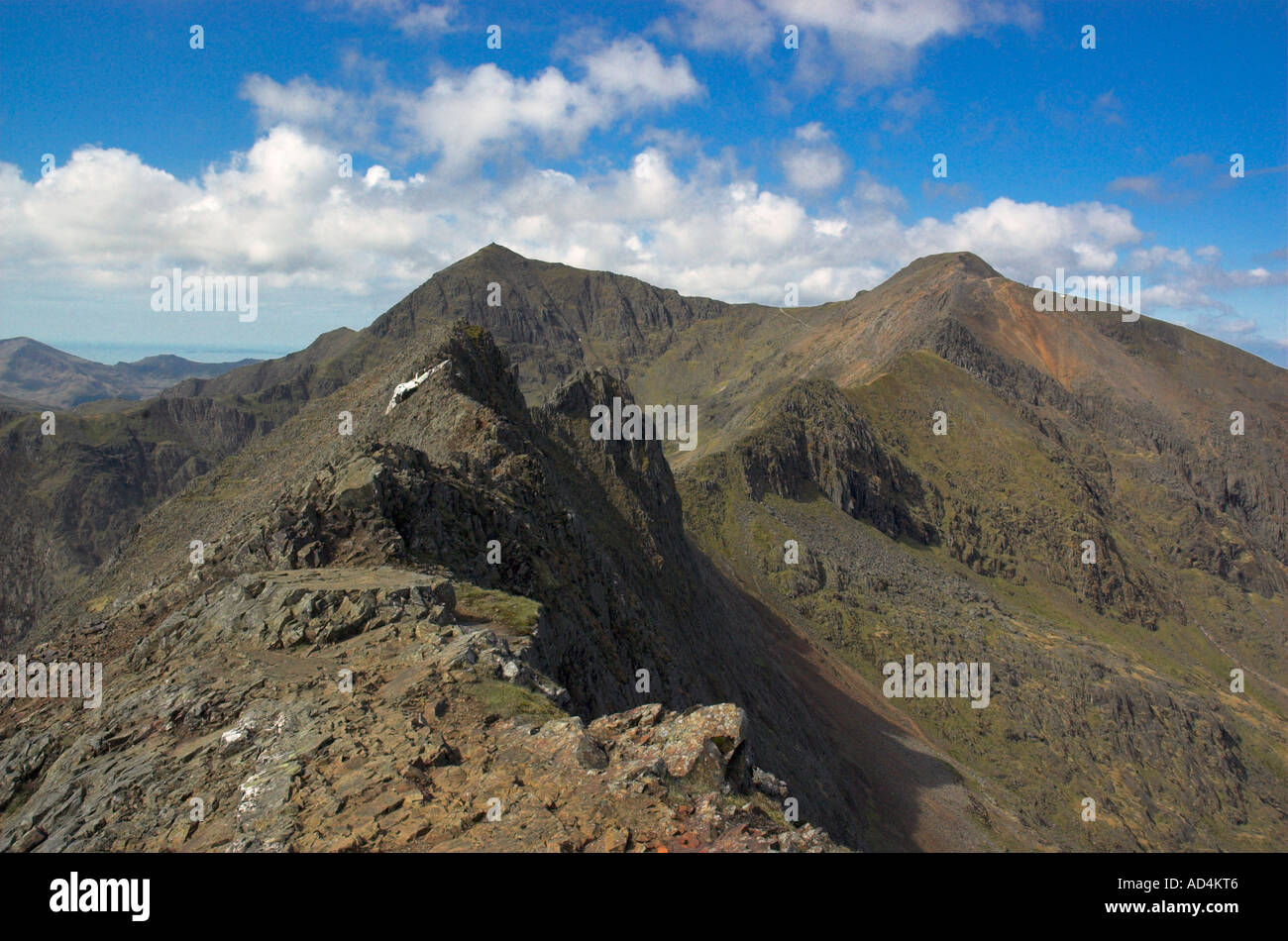 Crib Goch Ridge And Snowdon From The Start Of The Ridge Proper