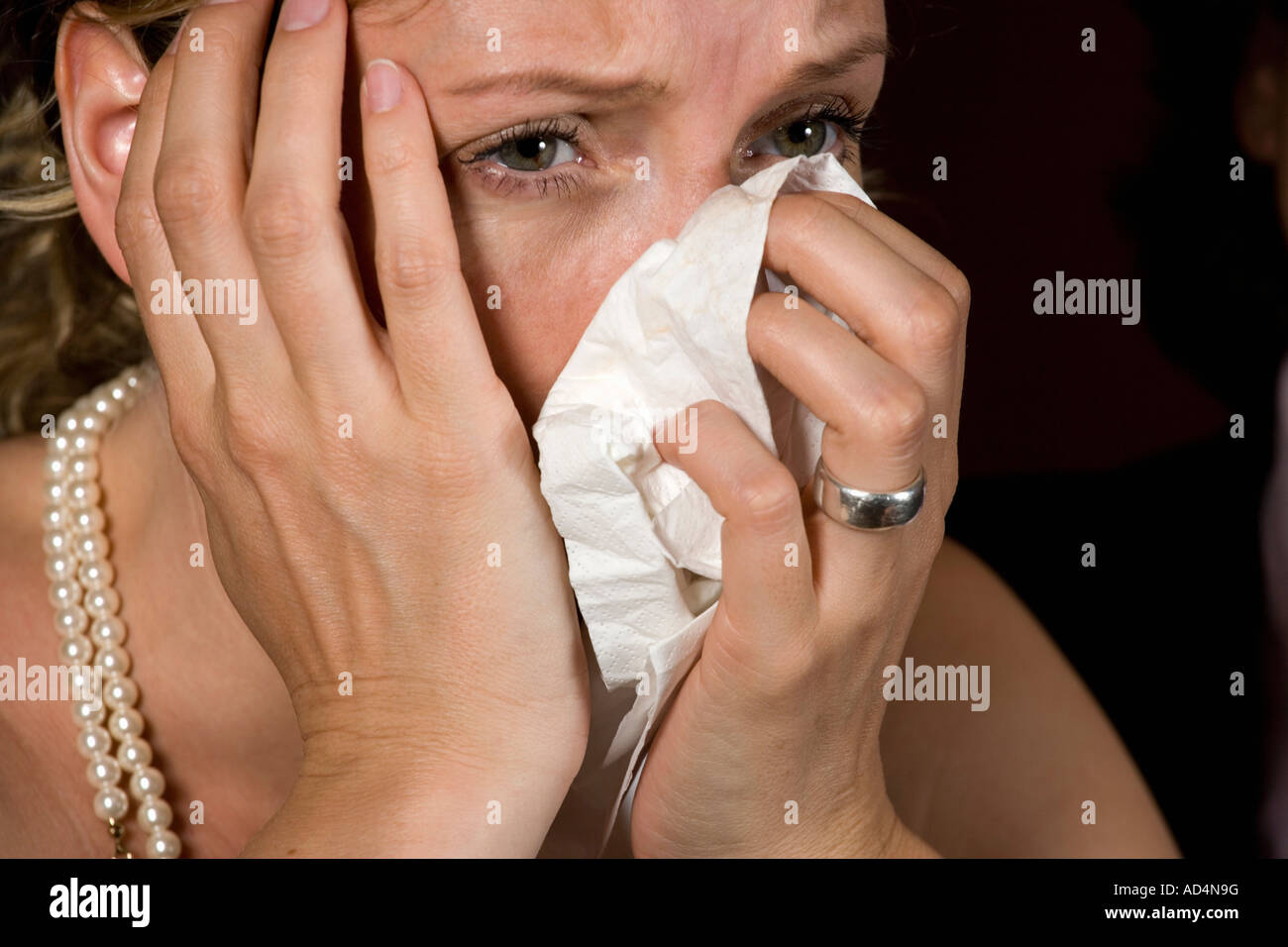 A woman crying Stock Photo