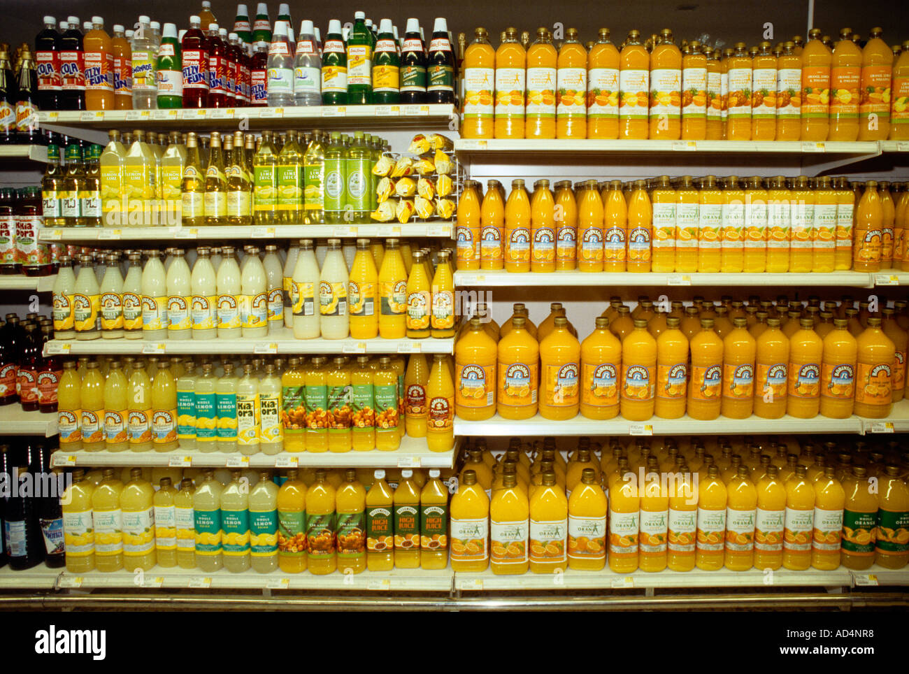 Tesco Supermarket Soft Drinks Shelves Stock Photo 7602231 Alamy