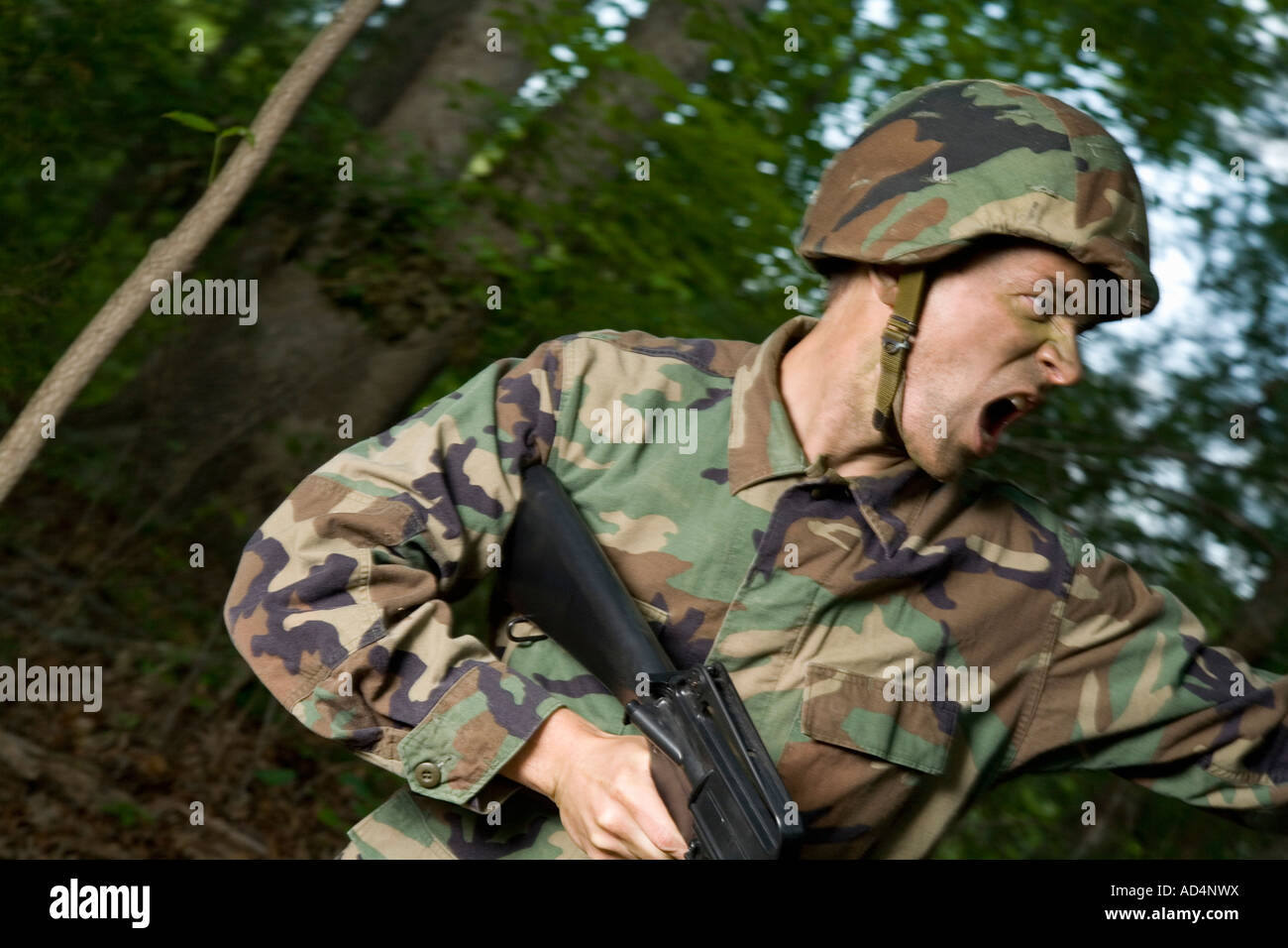 Soldier shouting Stock Photo