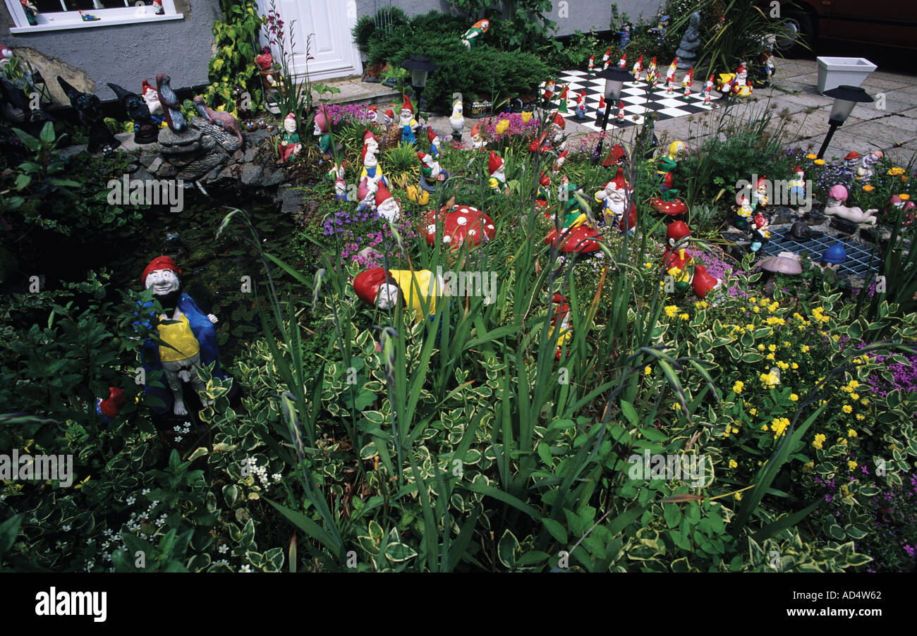 Gnome Garden at Castle Acre village Stock Photo