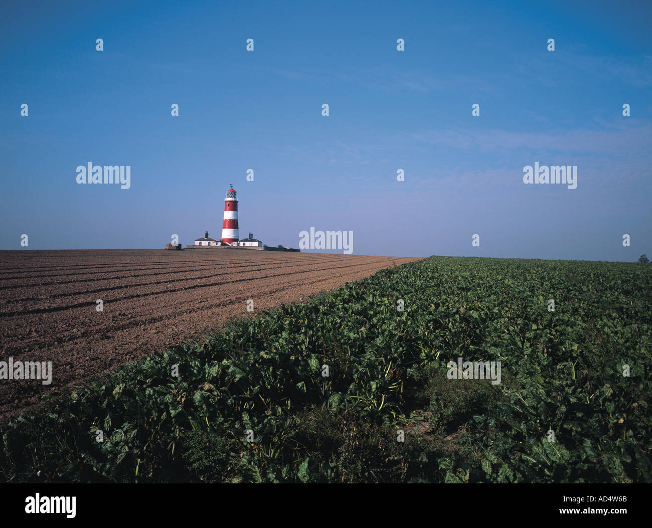 Happisburgh Lighthouse built inland on farmland Stock Photo