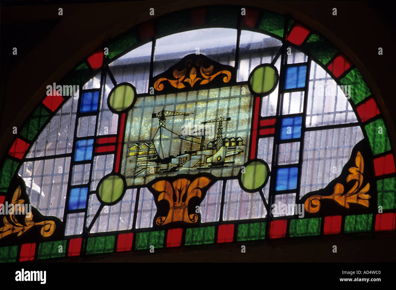 Kitchen Bar stained glass window Belfast Stock Photo Alamy