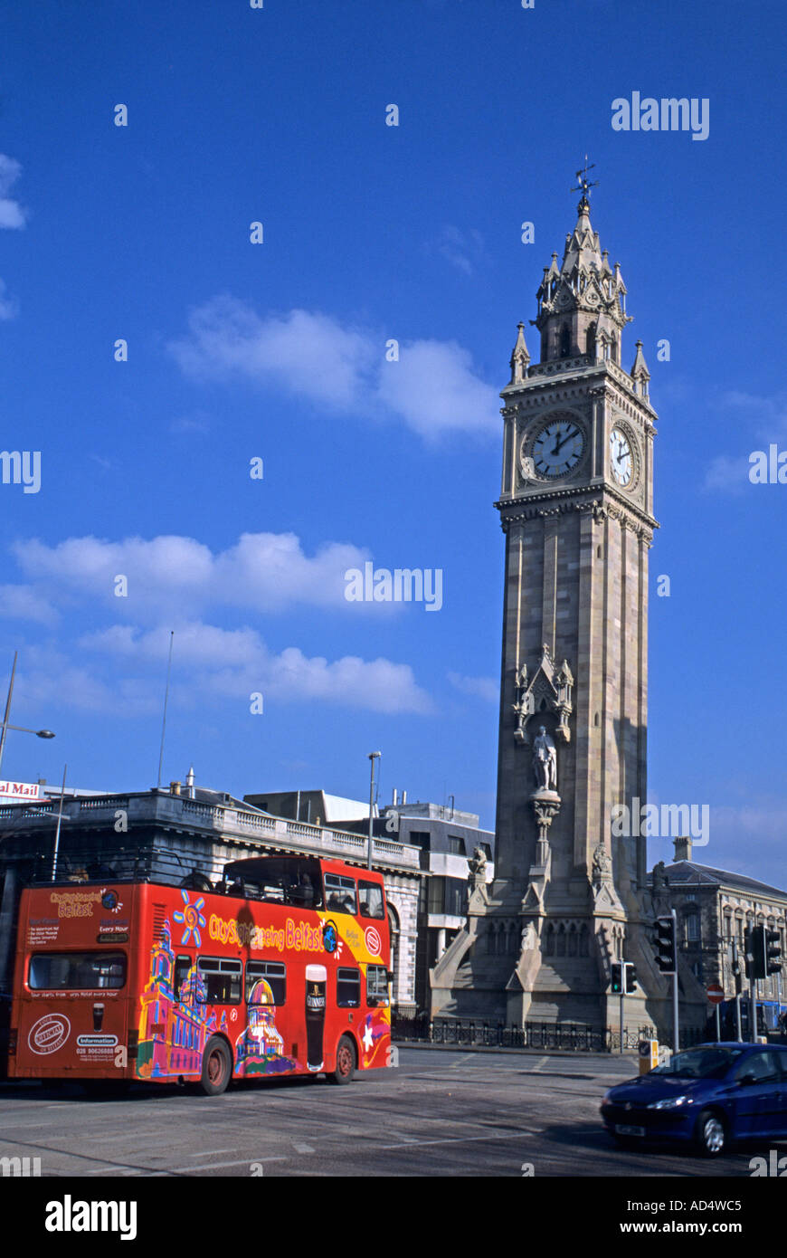 Belfast leaning Clock Tower Northern Ireland Stock Photo Alamy
