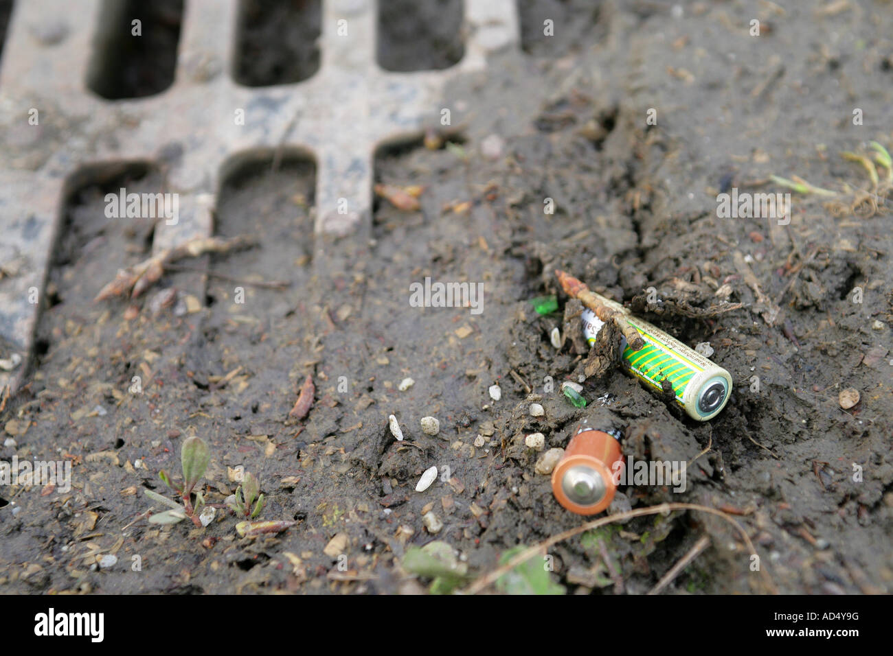Batteries thrown on the ground Stock Photo Alamy