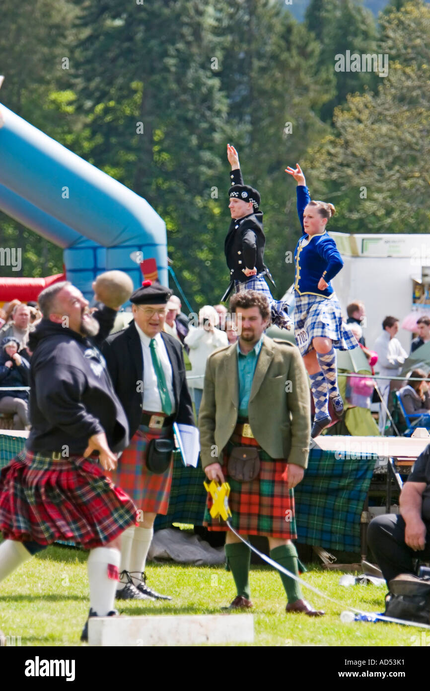 Shot put and highland dancers at 2006 Atholl Gathering Highland Games ...