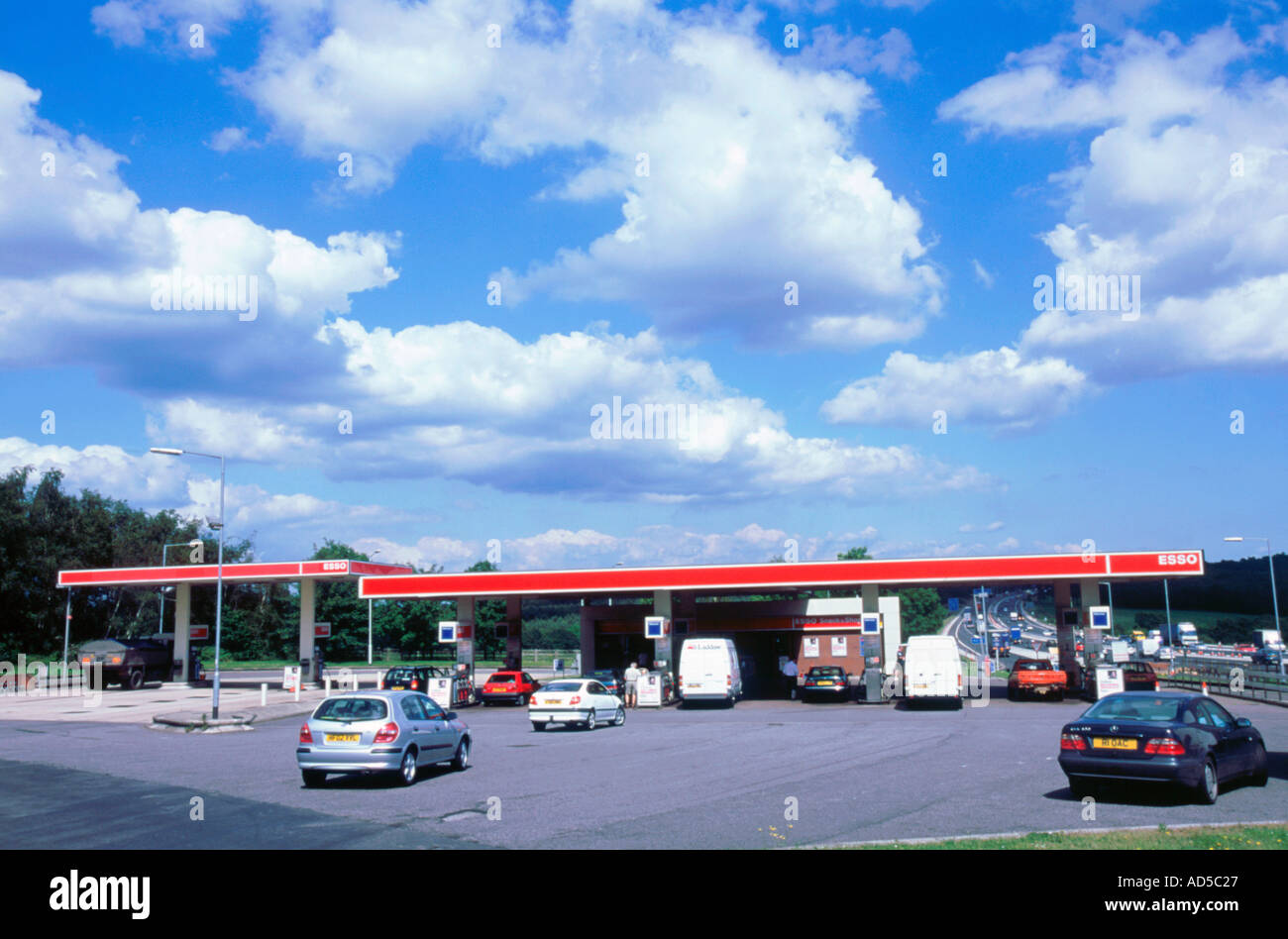 Petrol Station at Rownhams Services on M27 Motorway Stock Photo