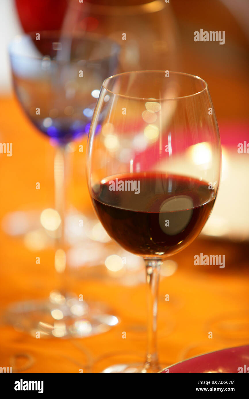 Wine glasses on a table Stock Photo Alamy
