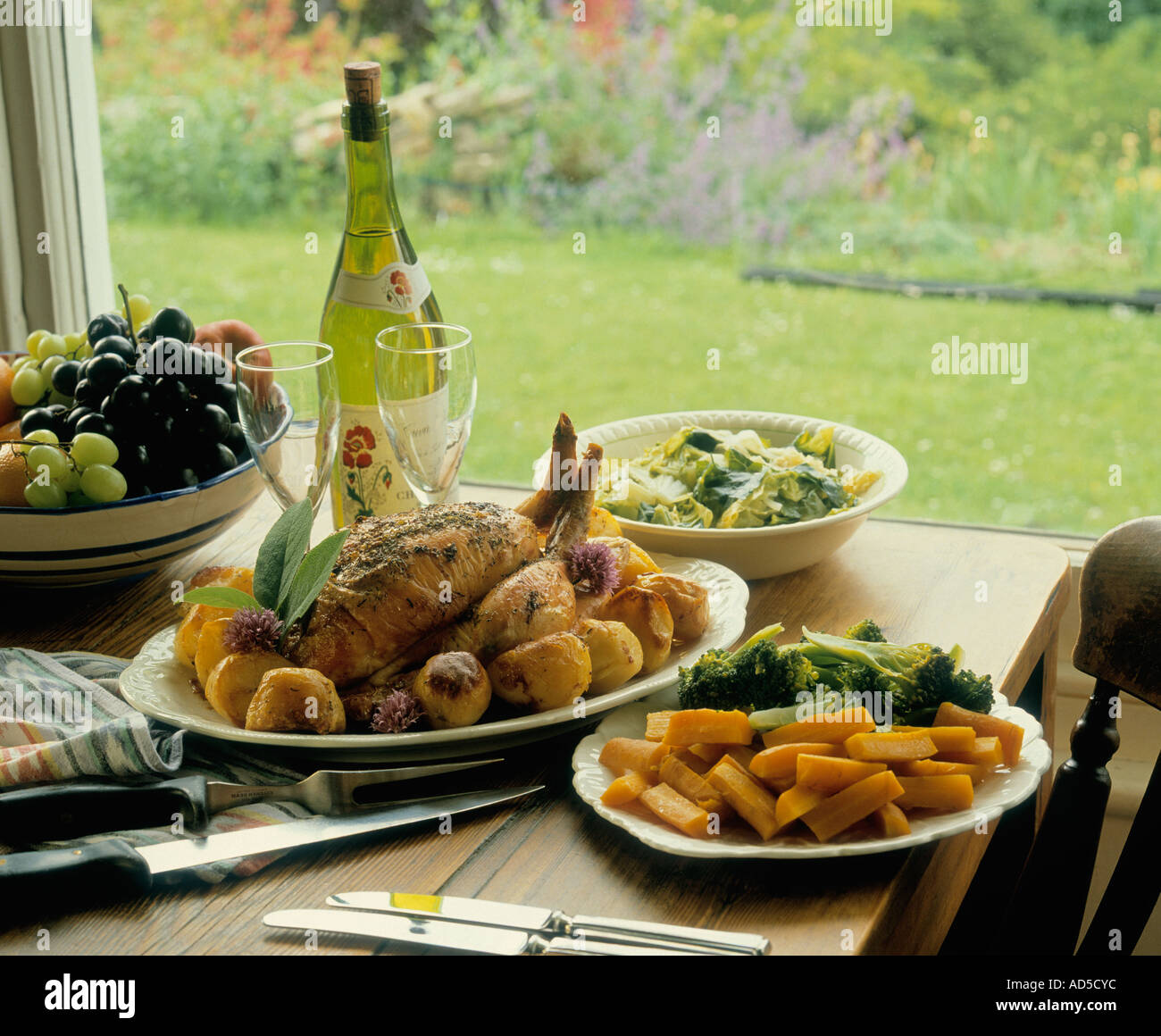 Roast chicken lunch Stock Photo Alamy