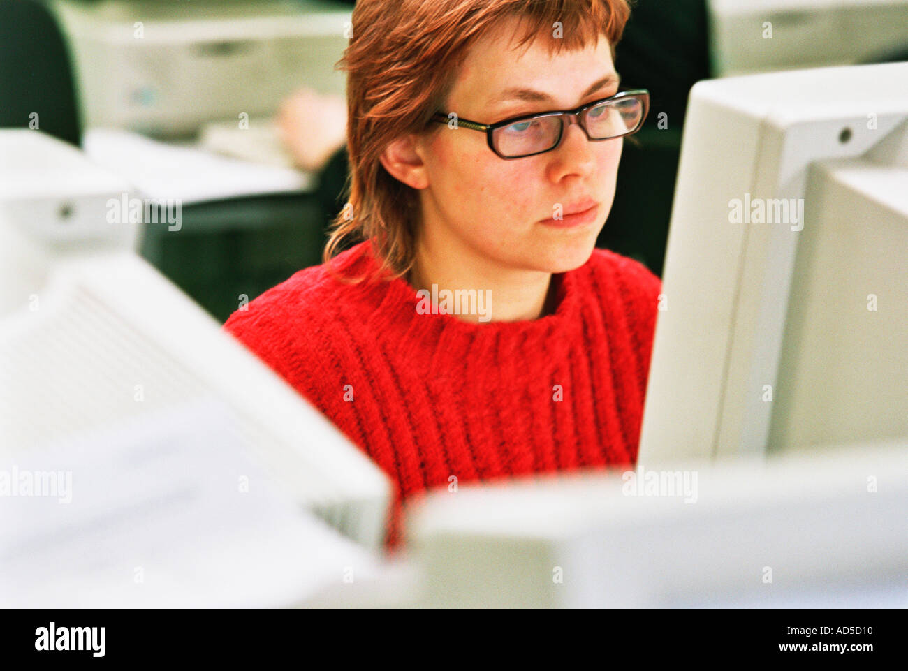student speed typing Stock Photo - Alamy