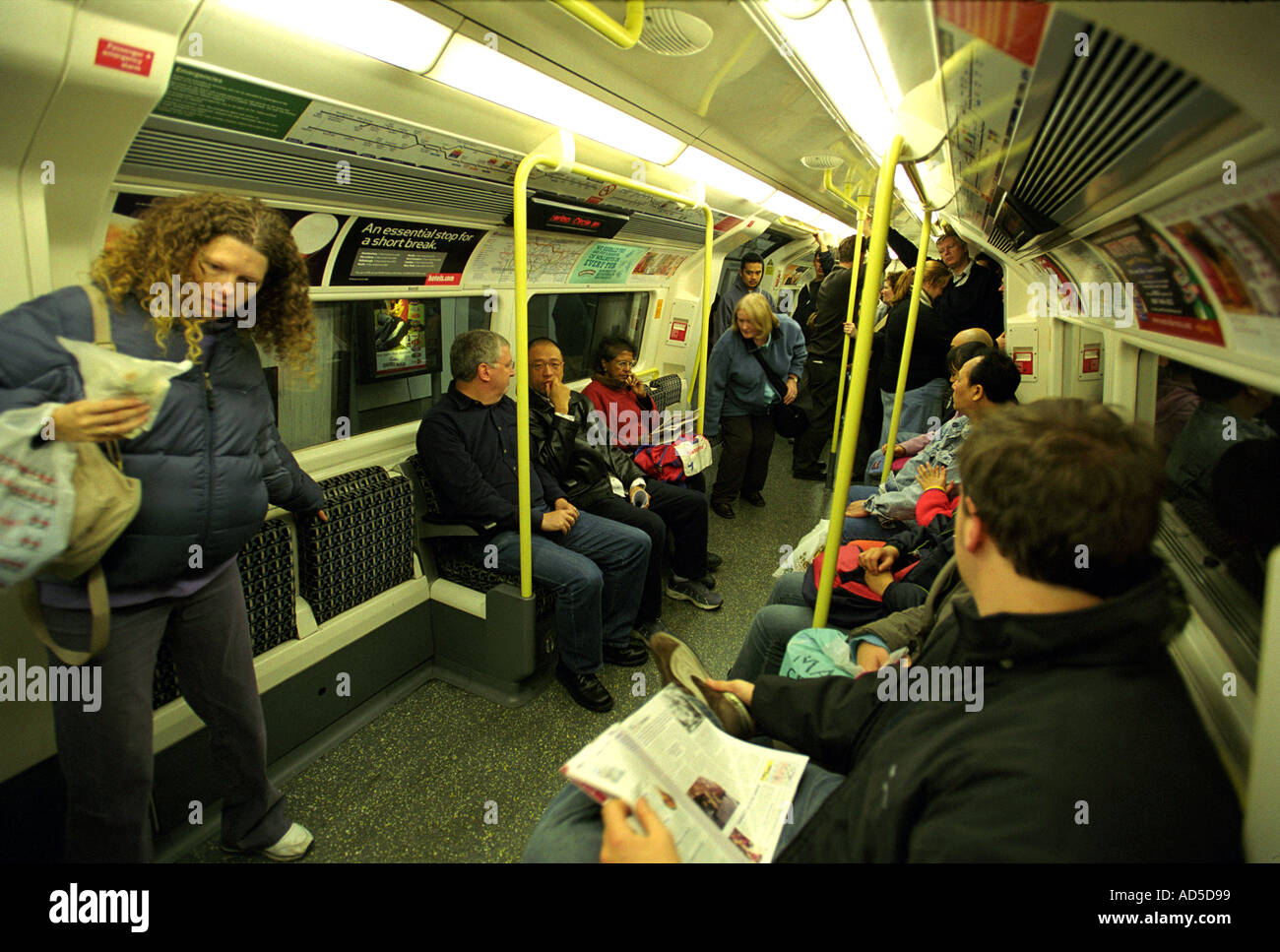 Inside a train on the London Underground Britain UK Stock Photo - Alamy