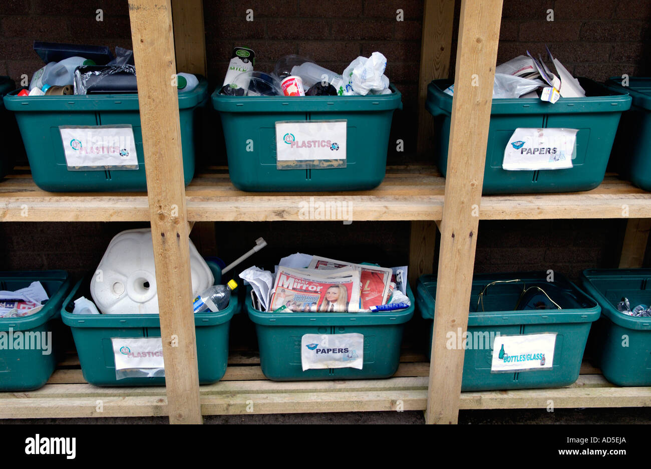 Community recycling boxes at housing complex Sirhowy Blaenau Gwent