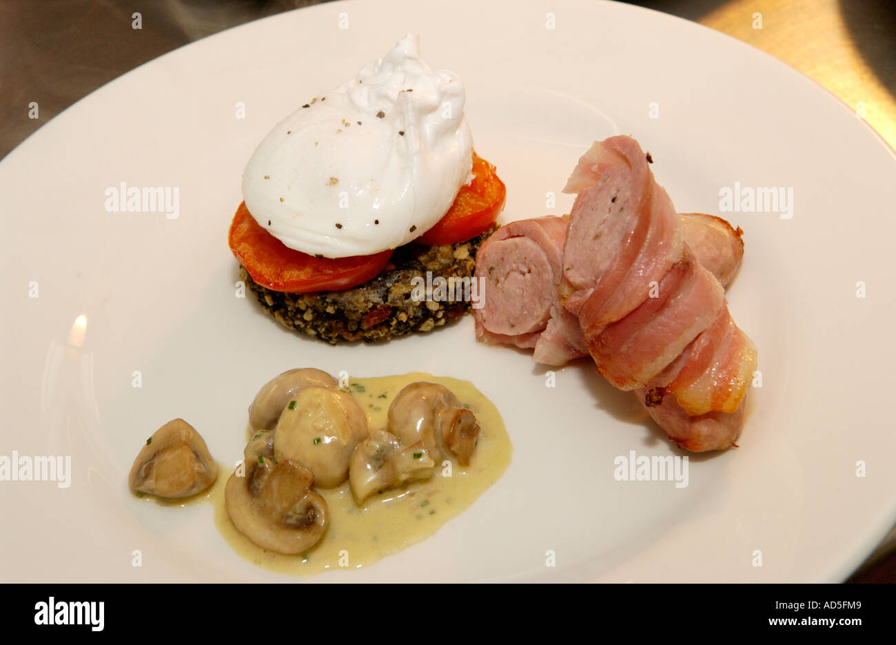 Welsh breakfast made with locally sourced produce at the Manor Hotel Crickhowell Powys Wales UK GB EU Stock Photo