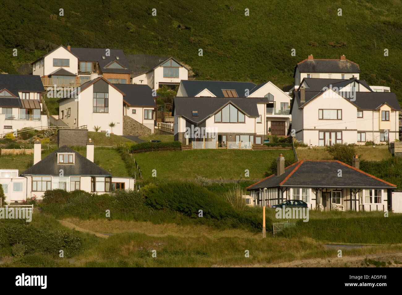 Detached modern houses Aberystwyth Ceredigion West Wales UK Stock Photo