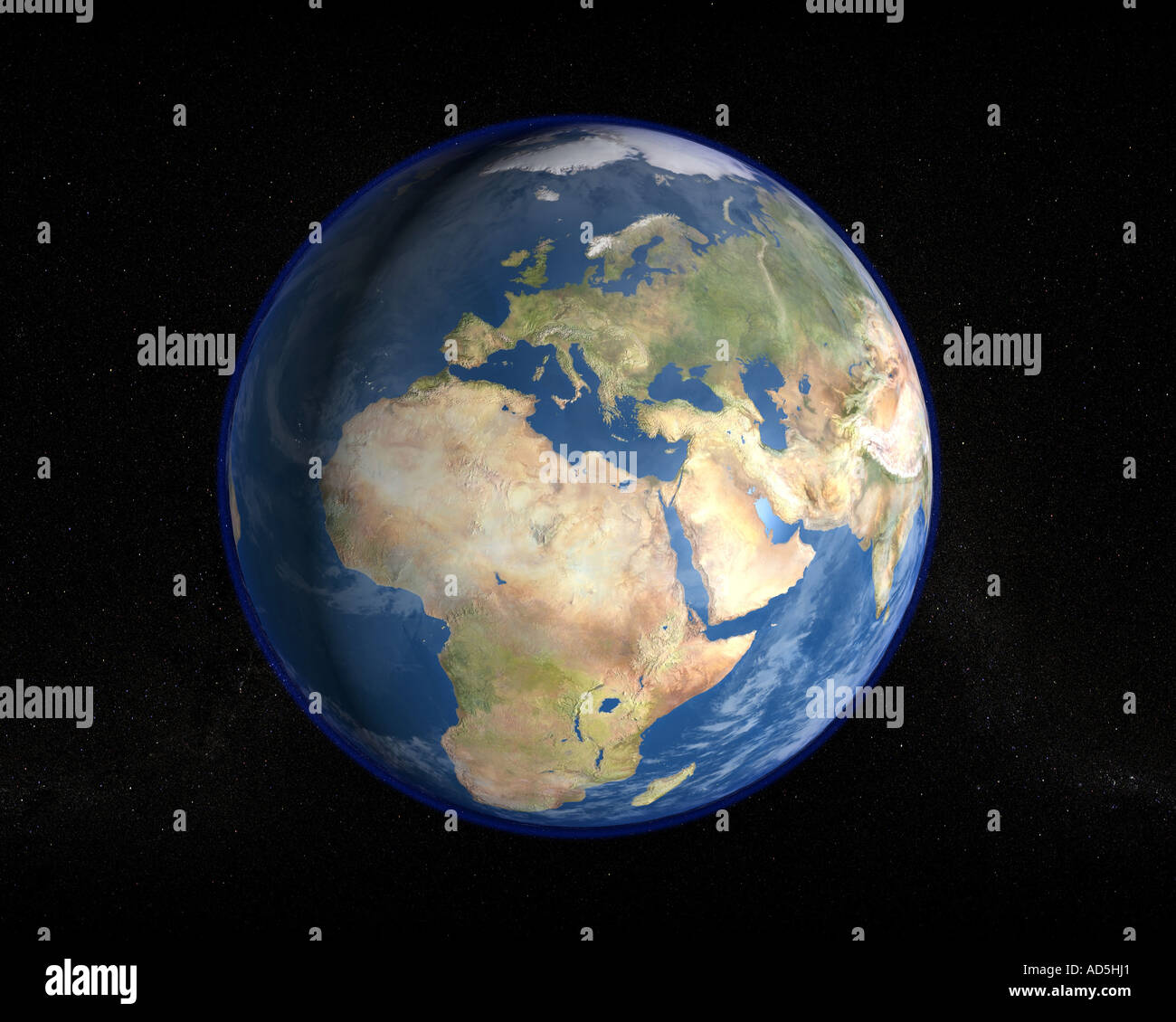 The planet earth as seen from space in a high resolution photorealistic rendered image Stock Photo