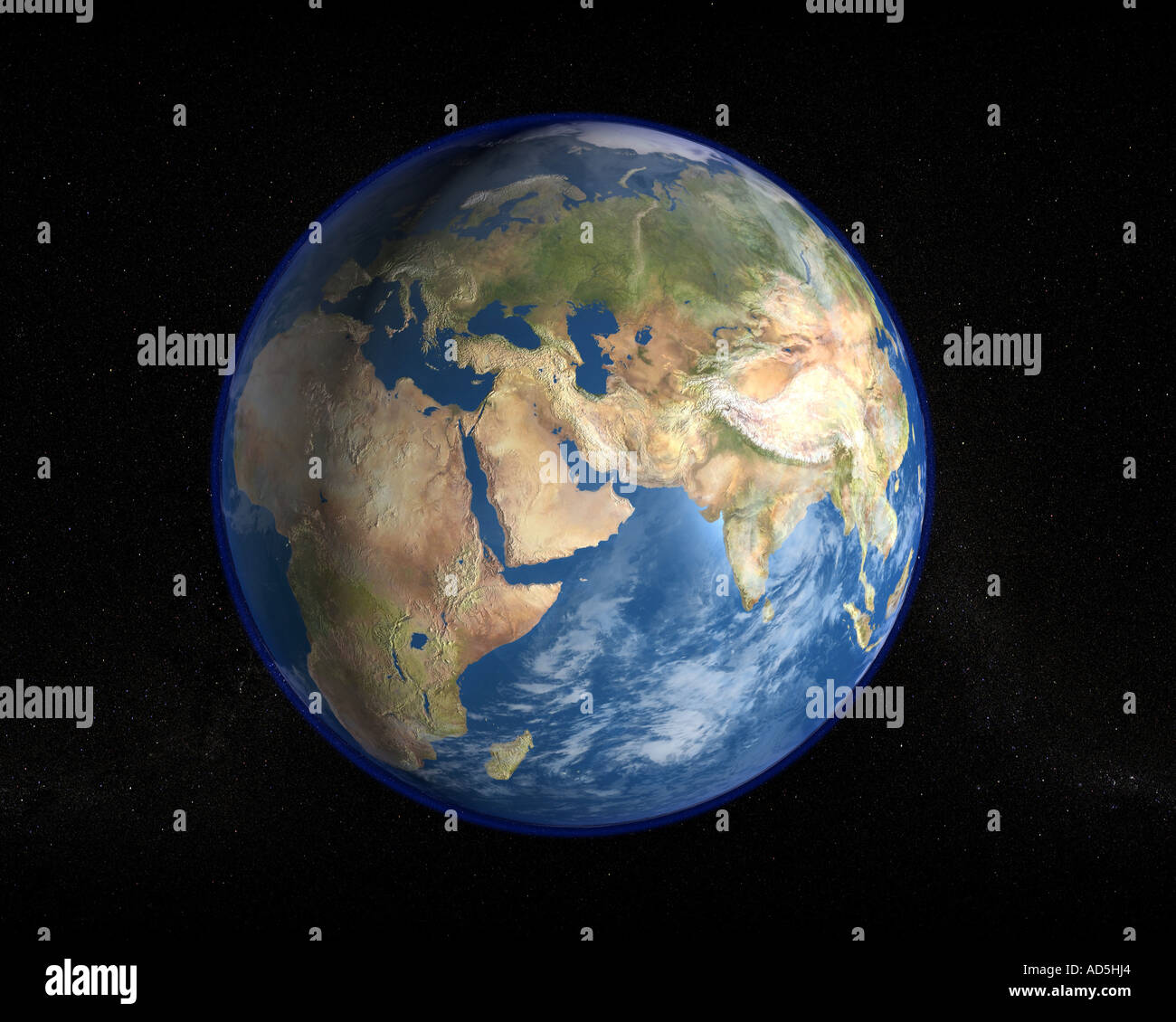 The planet earth as seen from space in a high resolution photorealistic rendered image Stock Photo