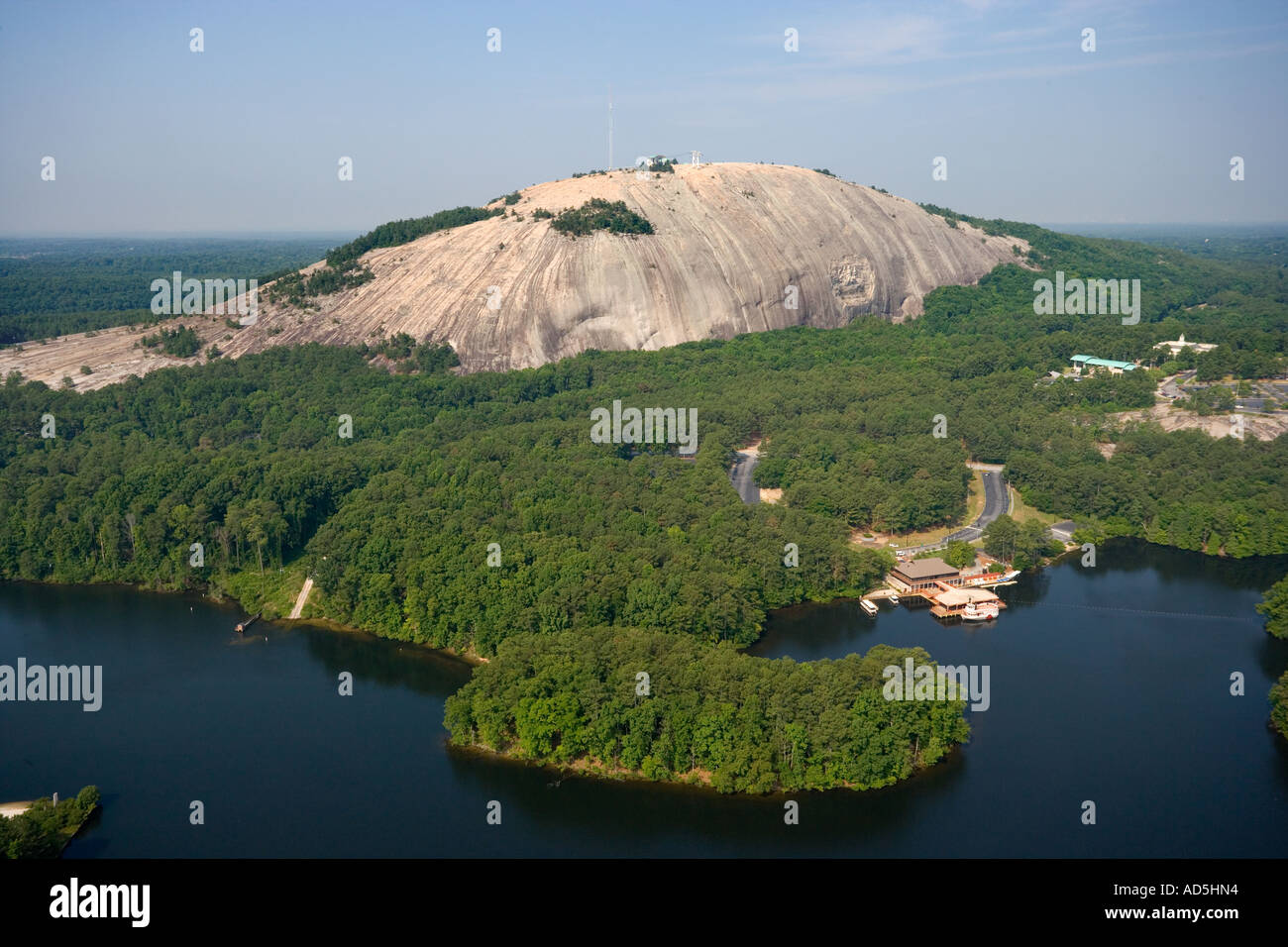 Stone Mountain in Atlanta, Georgia as seen from an aerial perspective Stock Photo