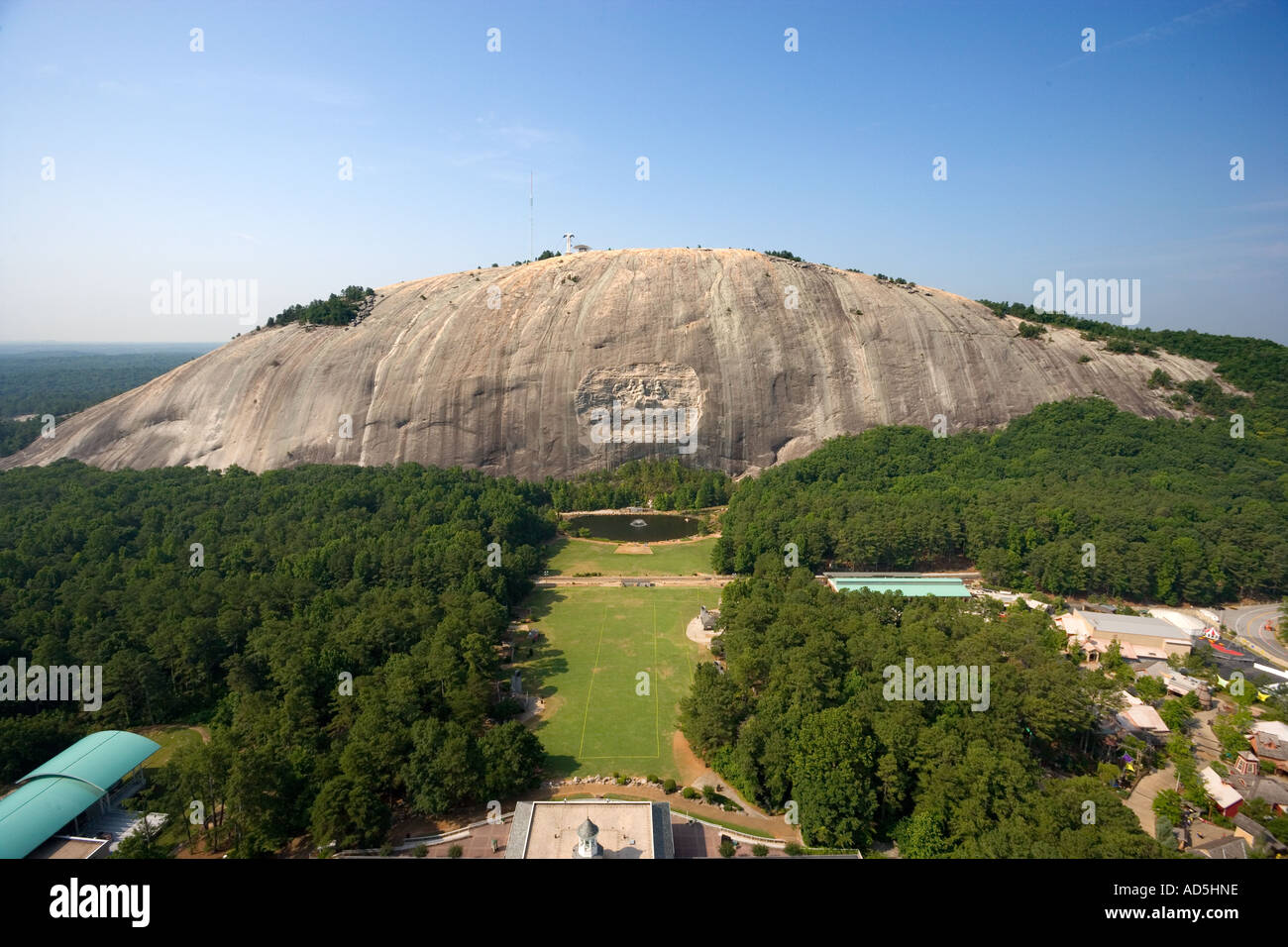 Stone Mountain in Atlanta, Georgia as seen from an aerial perspective Stock Photo