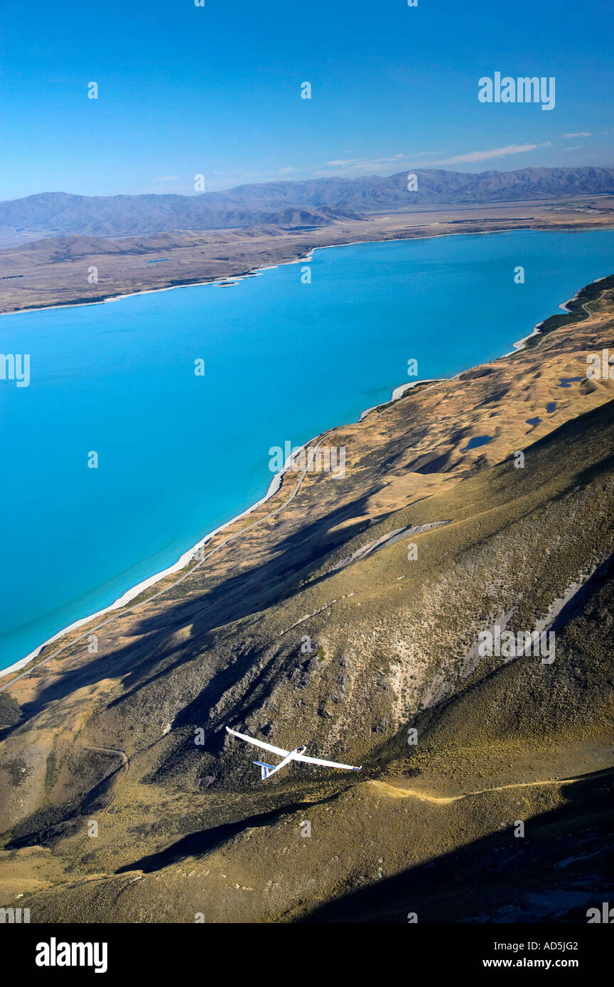 Glider and Lake Pukaki Mackenzie Country South Island New Zealand Stock ...
