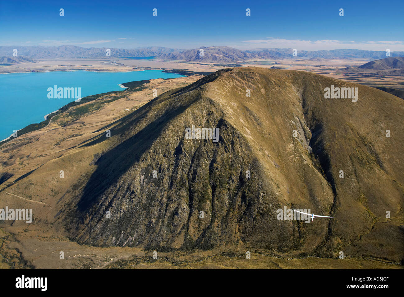 Glider Ben Ohau Range and Lake Pukaki Mackenzie Country South Island ...