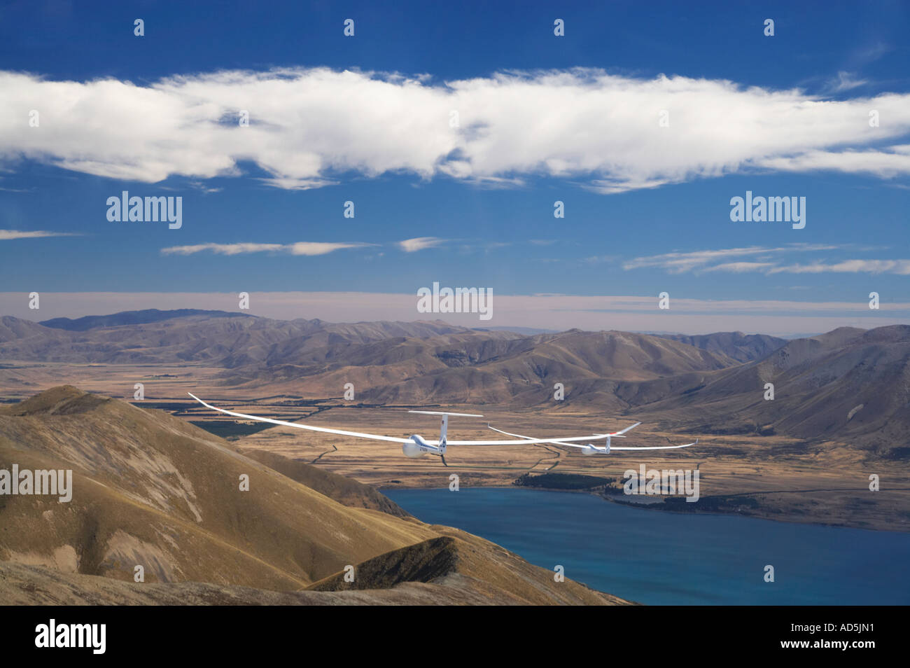 Gliders and Lake Ohau Mackenzie Country South Island New Zealand Stock ...