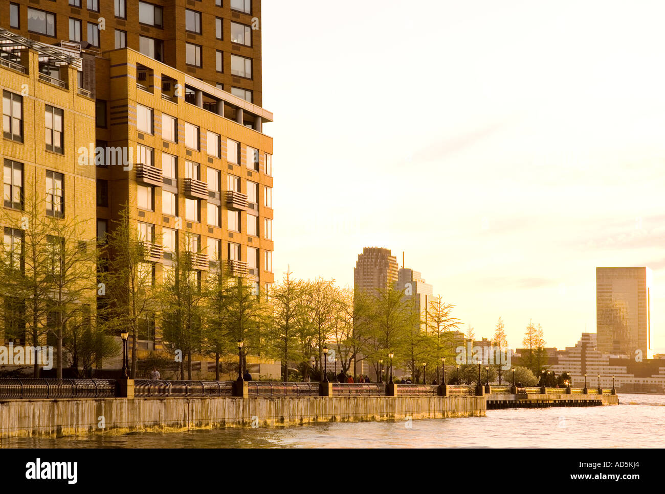 Tribeca Battery Park condo apartments on the shore of the Hudson River Manhattan New York Stock Photo