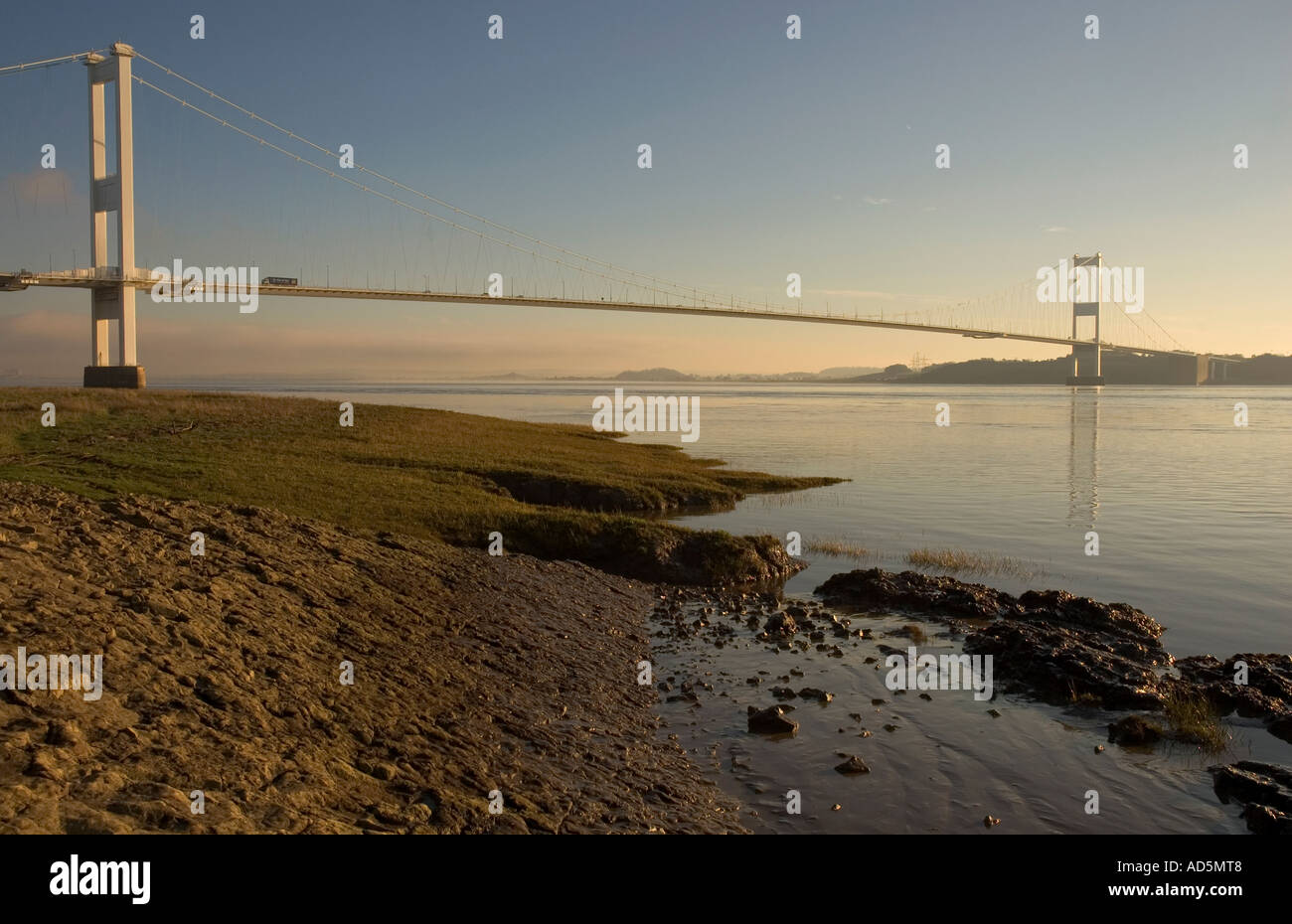 Severn Bridge from Beachley Wales Stock Photo Alamy