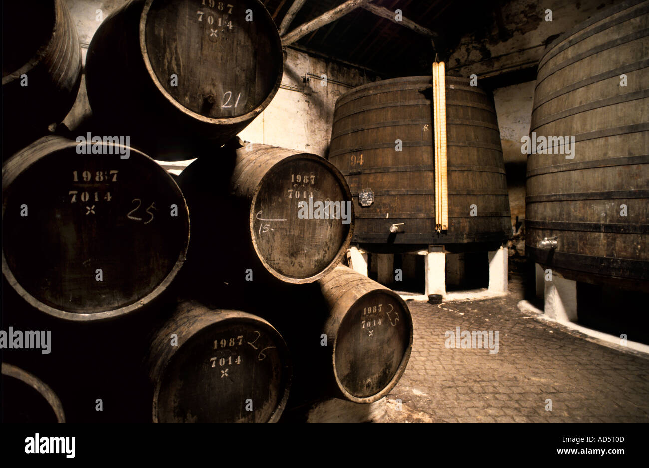 Portugal douro valley port wine Sandeman Vila Nova de Gaia Oporto Stock Photo